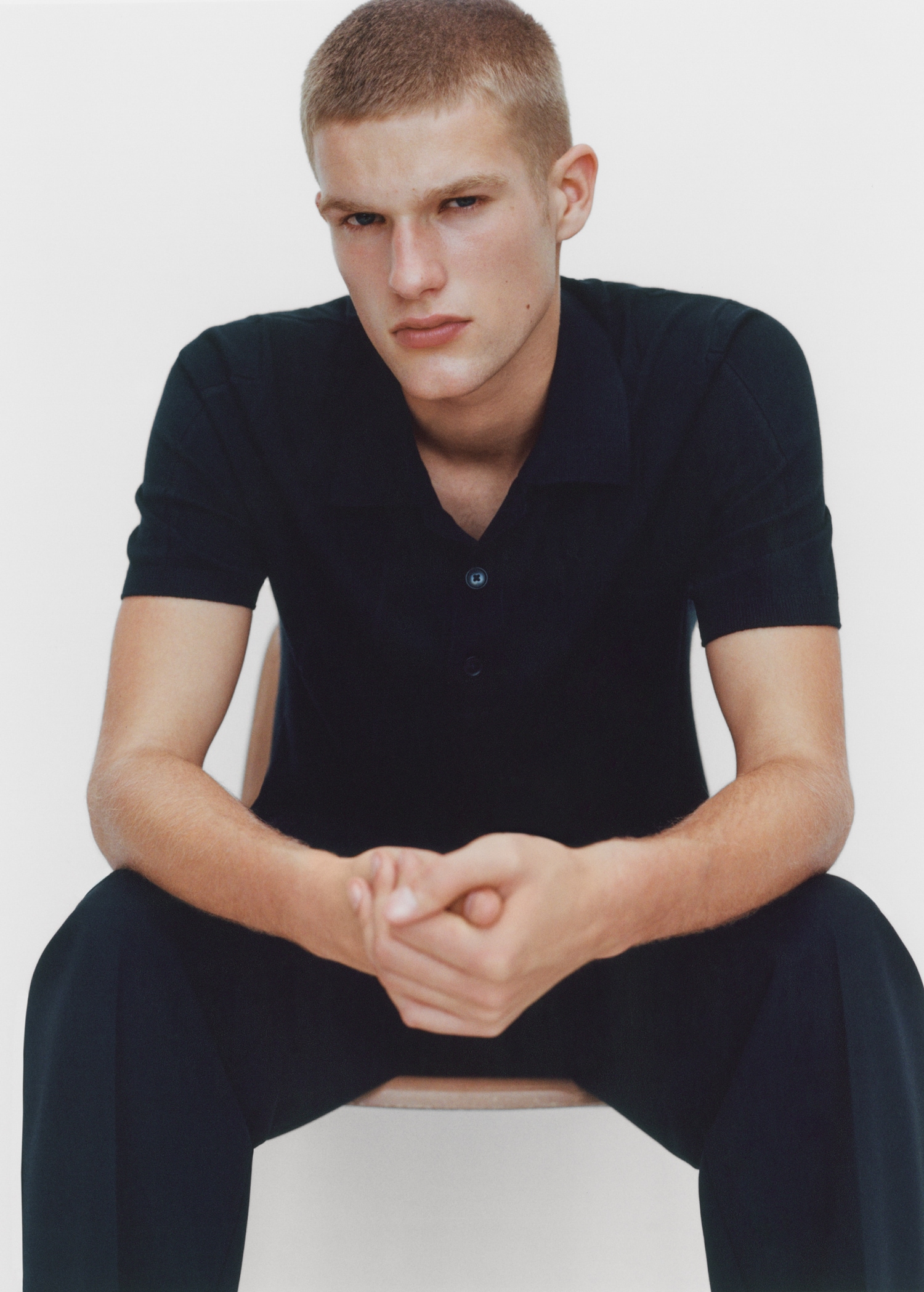 Fine rib-knit polo shirt - Details of the article 5
