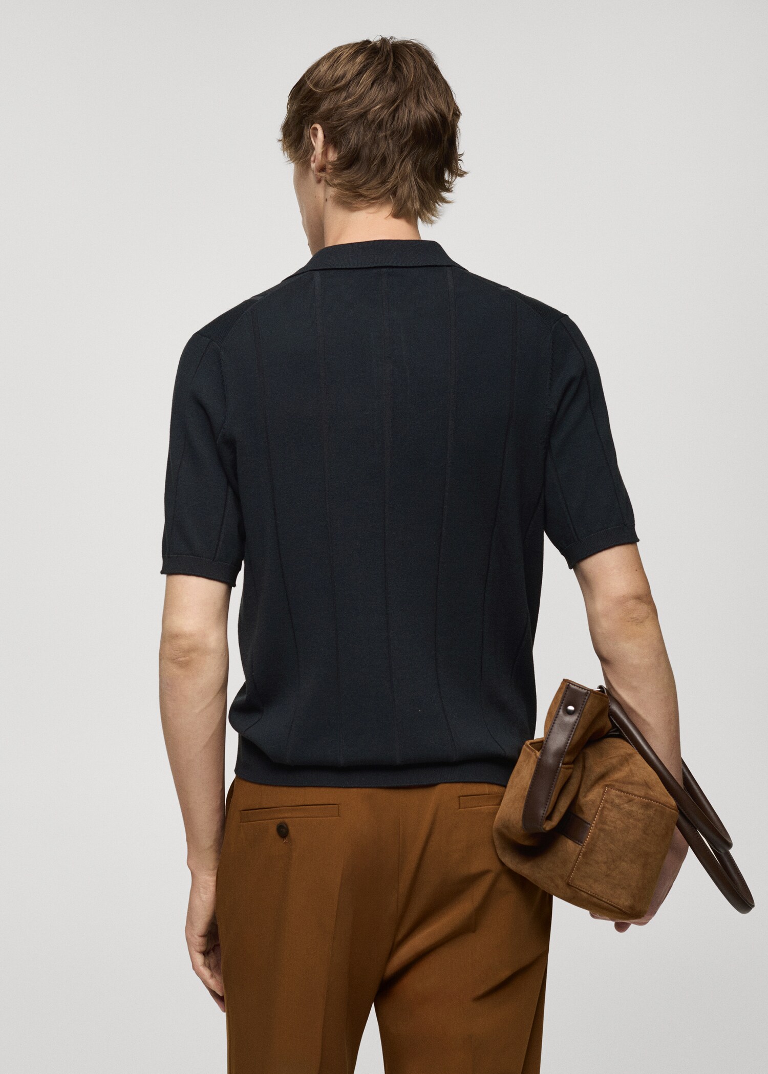 Fine rib-knit polo shirt - Reverse of the article