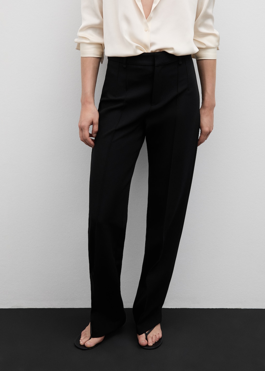 Straight-fit trousers with decorative seams - Women | MANGO USA Straight-fit trousers with decorative seams - Women | MANGO USA