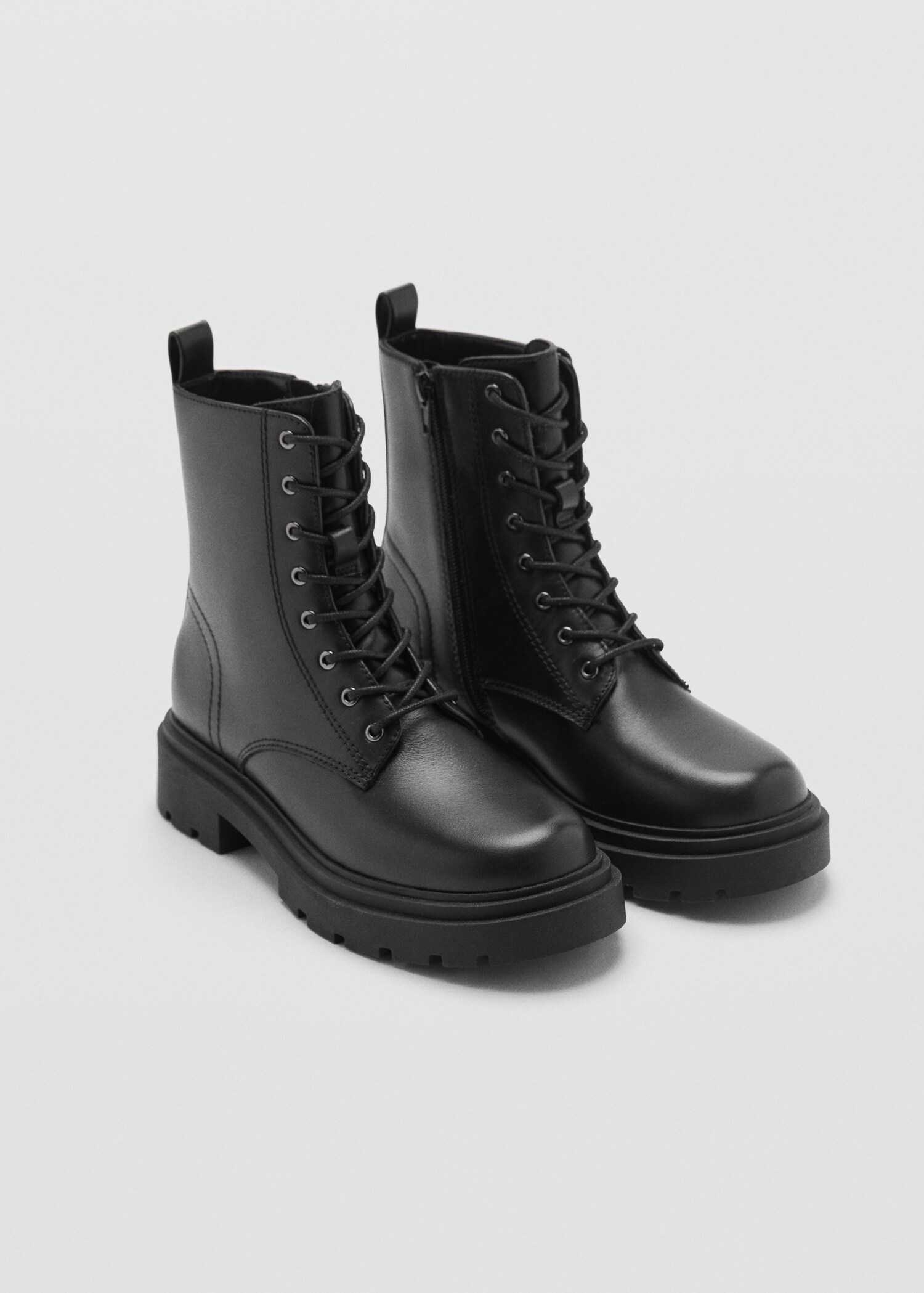 Bottines cuir lacets semelle track - Plan moyen