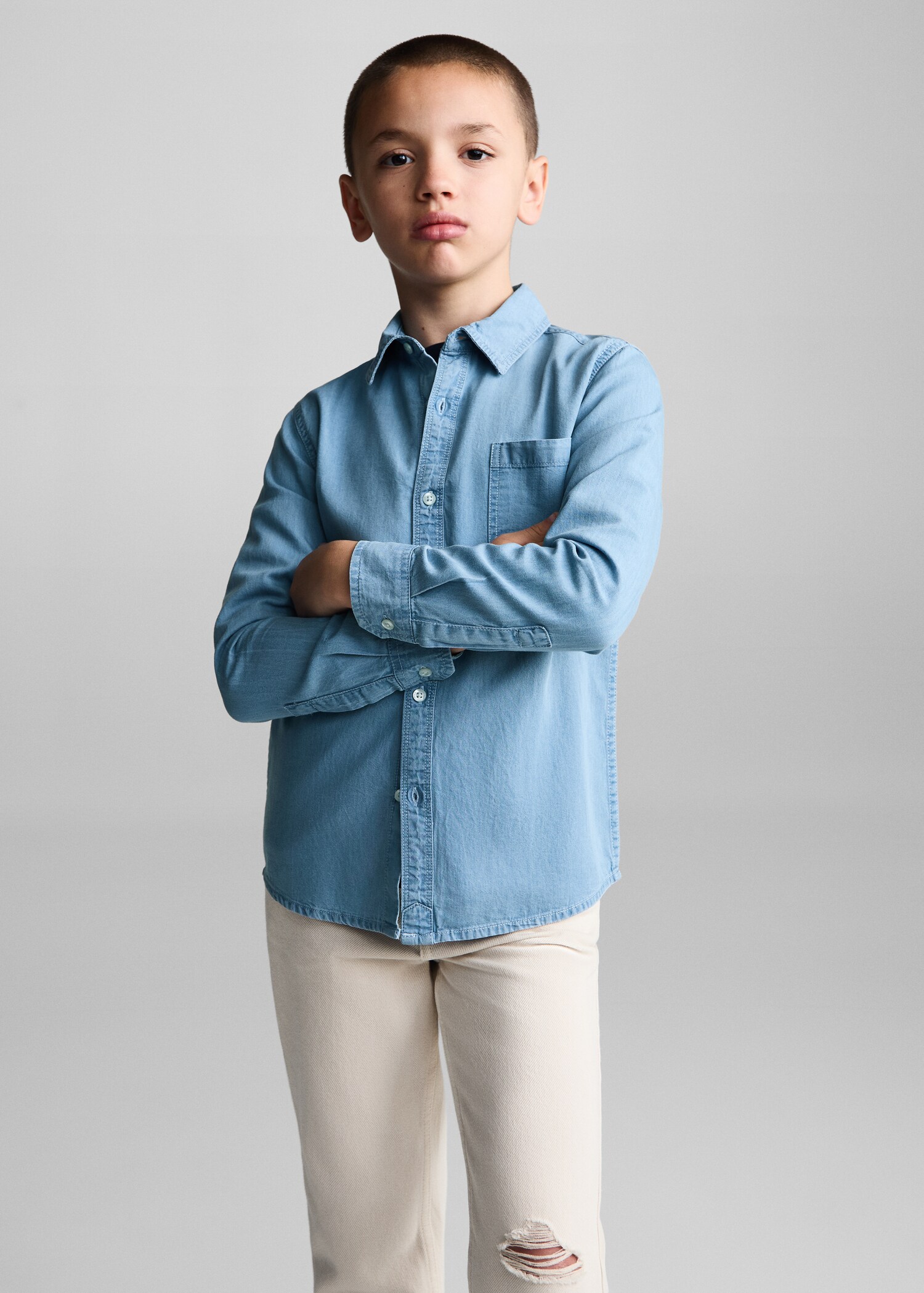 Camisa regular fit denim - Plano medio