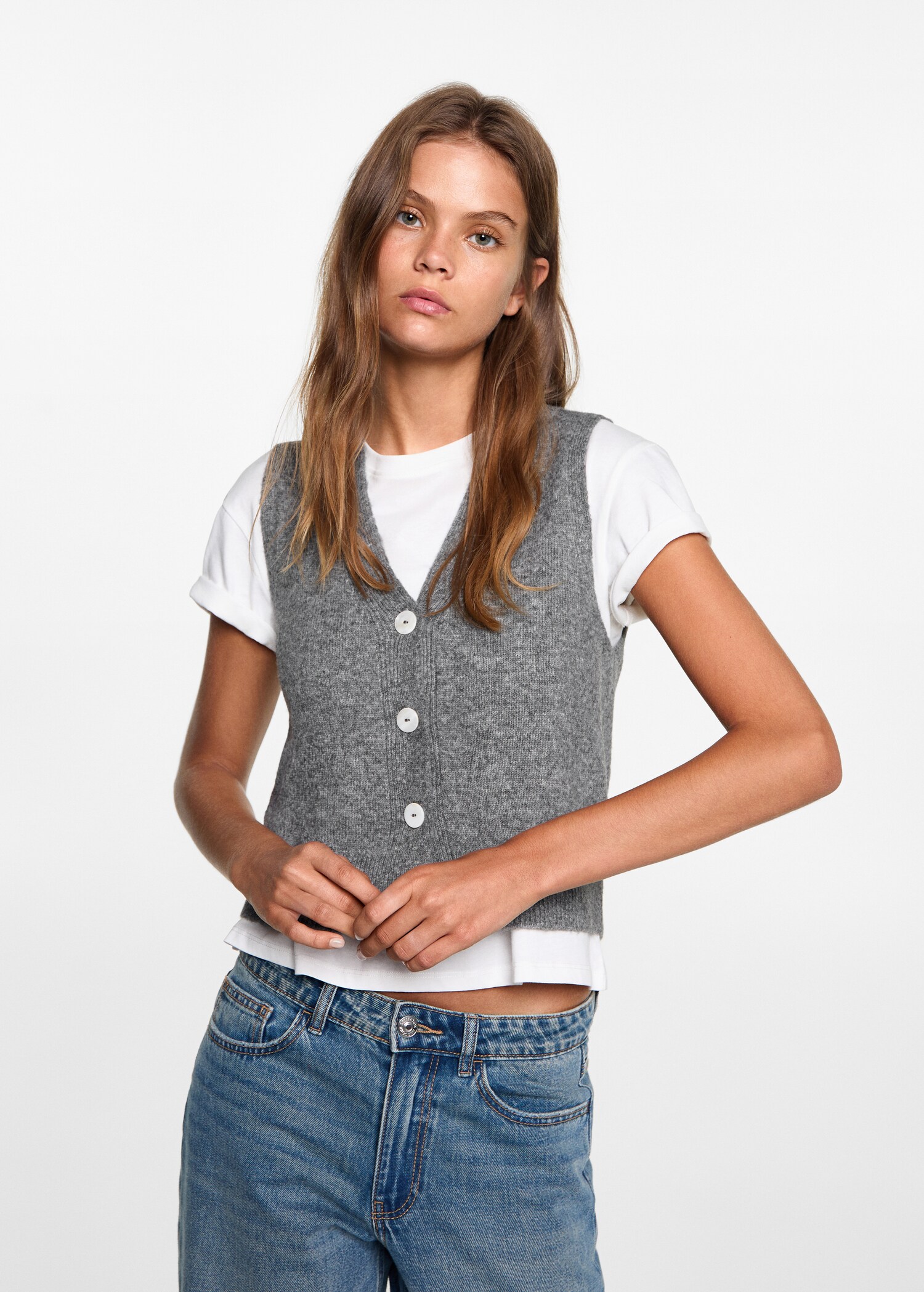 Gilet with buttons - Medium plane