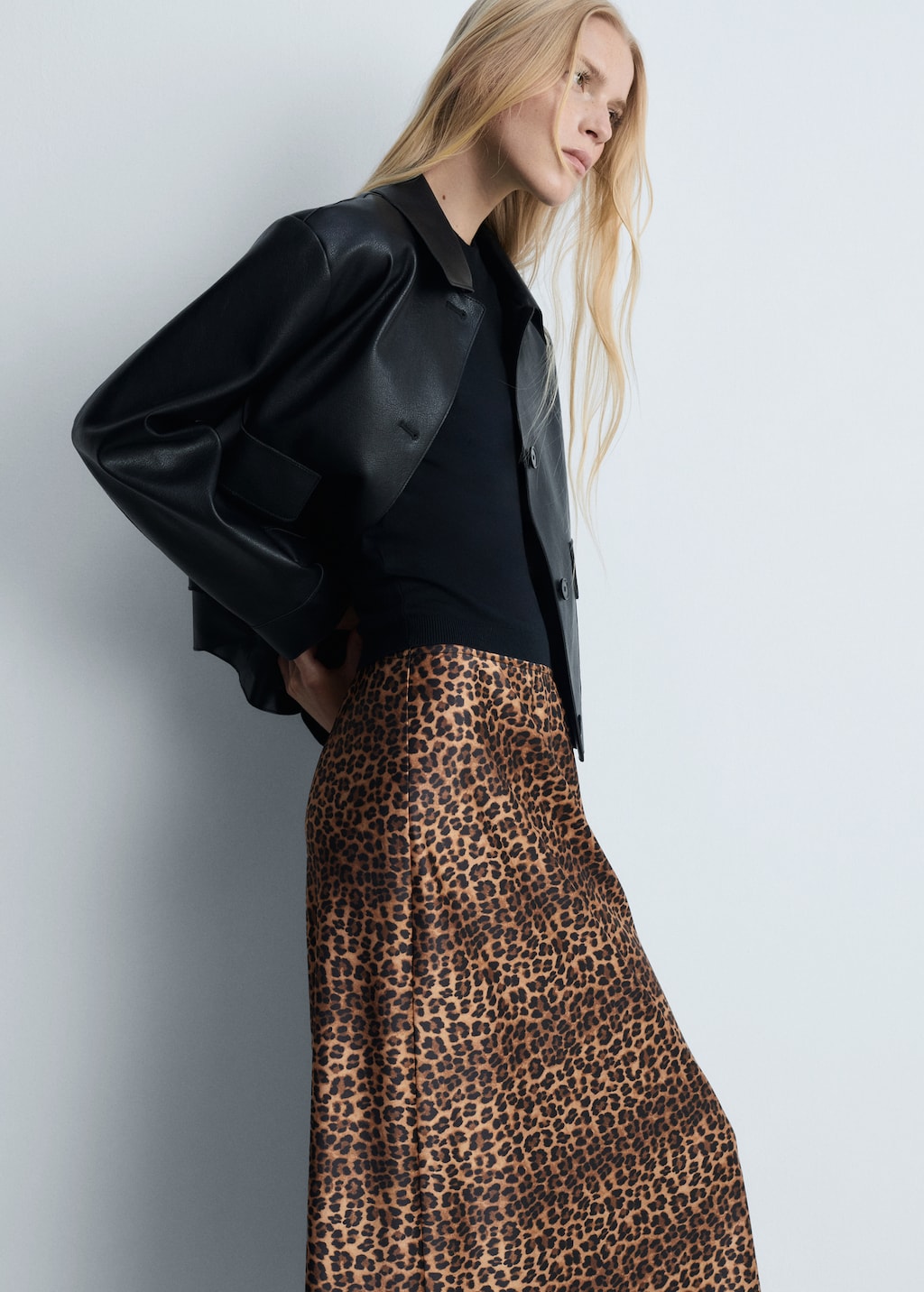 Keenan satin leopard midi skirt online