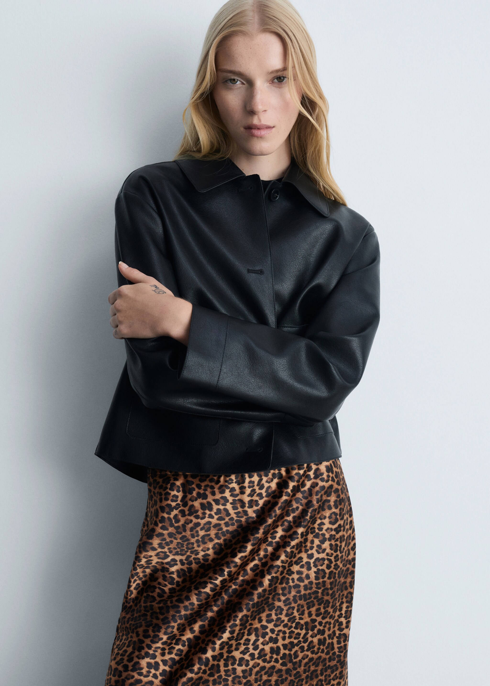 Leopard-print satin skirt - Details of the article 2