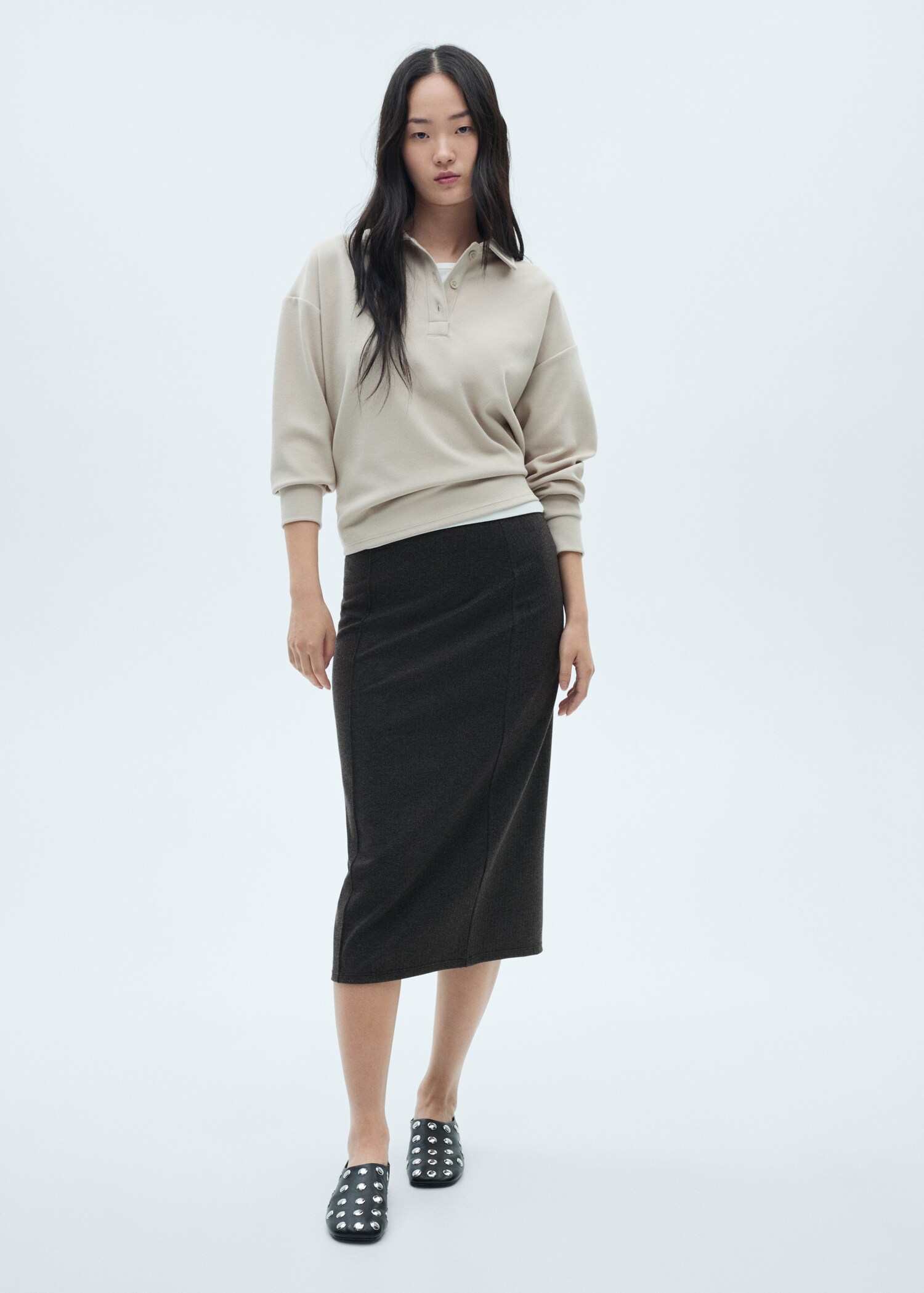 Ribbed midi skirt - Details of the article 2