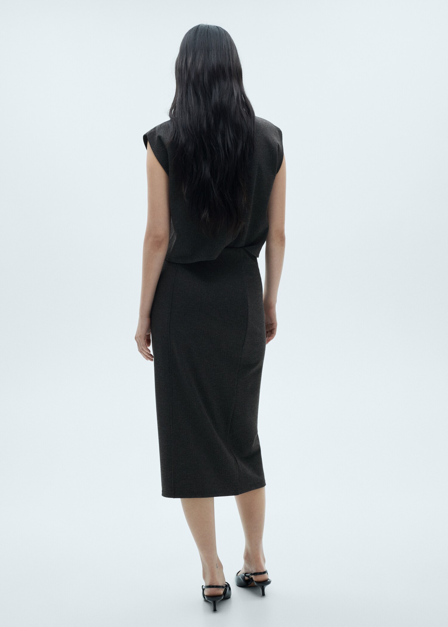 Ribbed midi skirt - Reverse of the article