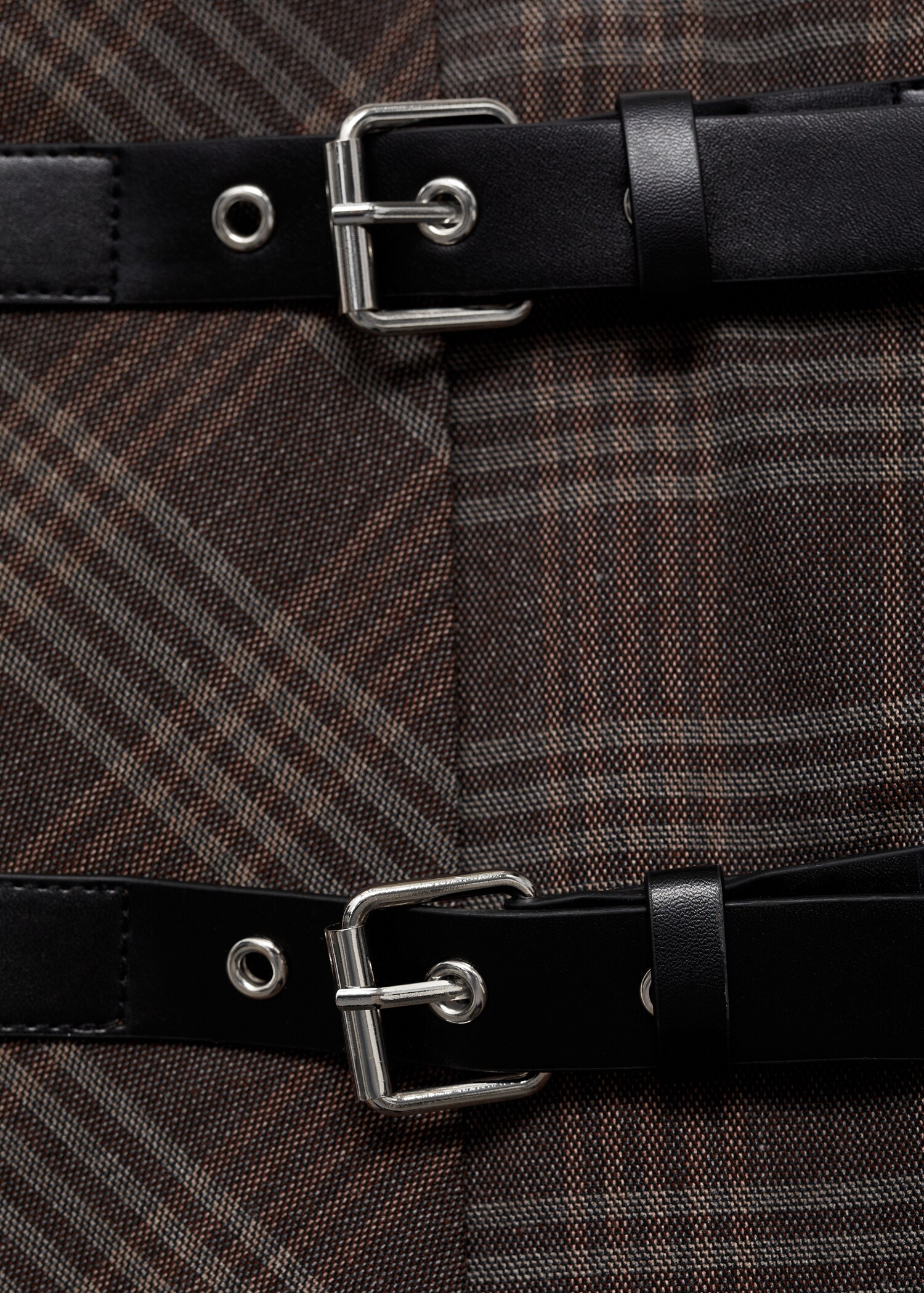 Check skirt with double belt - Details of the article 8