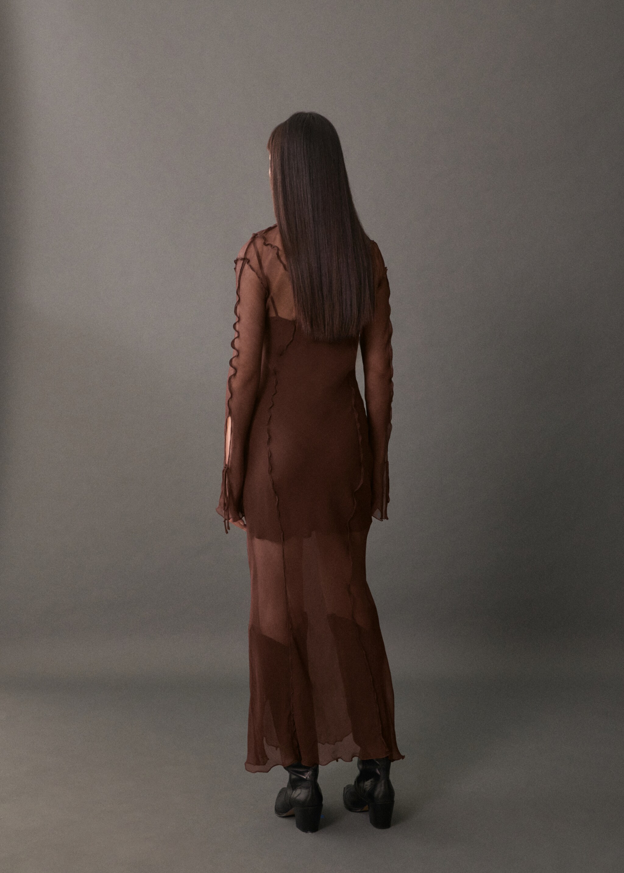 Flared chiffon dress - Reverse of the article