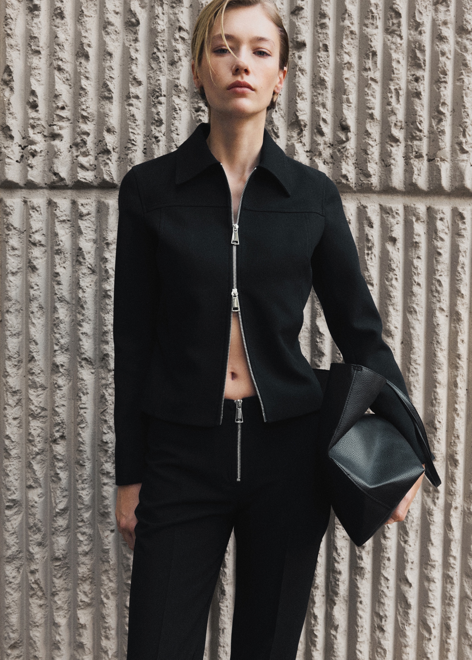 Jacket with double zip Women MANGO Nigeria - Main Image