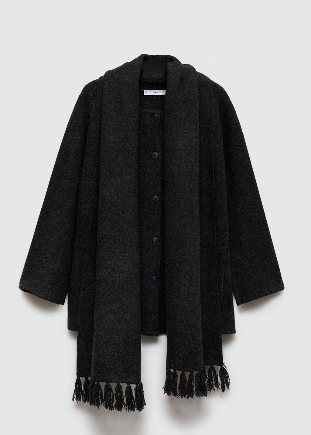Mango Knitted coat with detachable scarf thumbnail