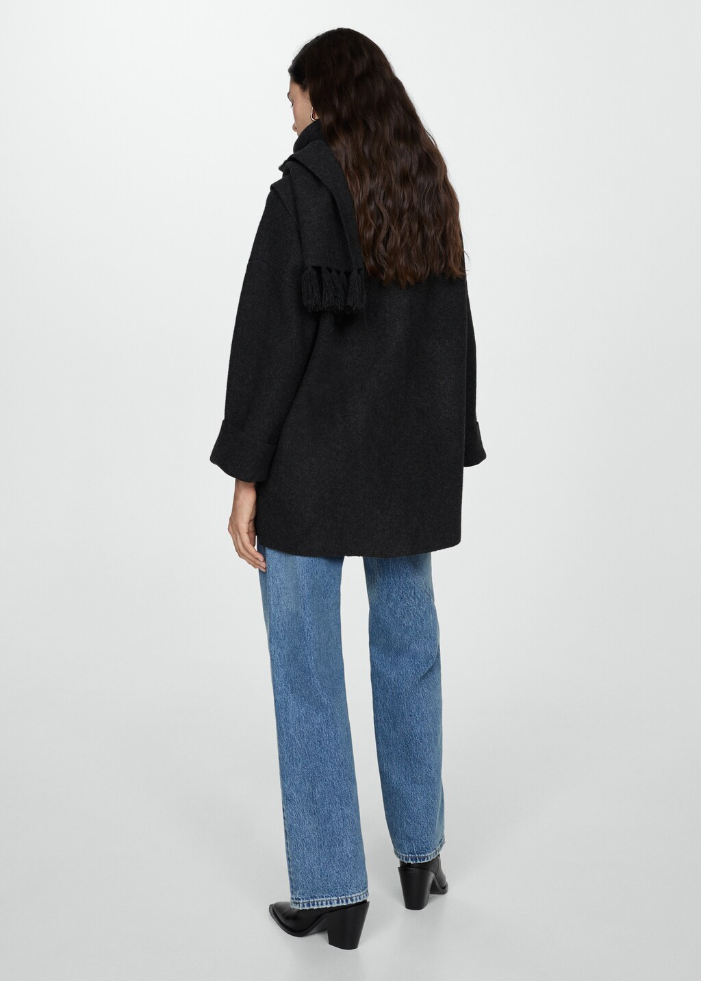 Mango Knitted coat with detachable scarf thumbnail