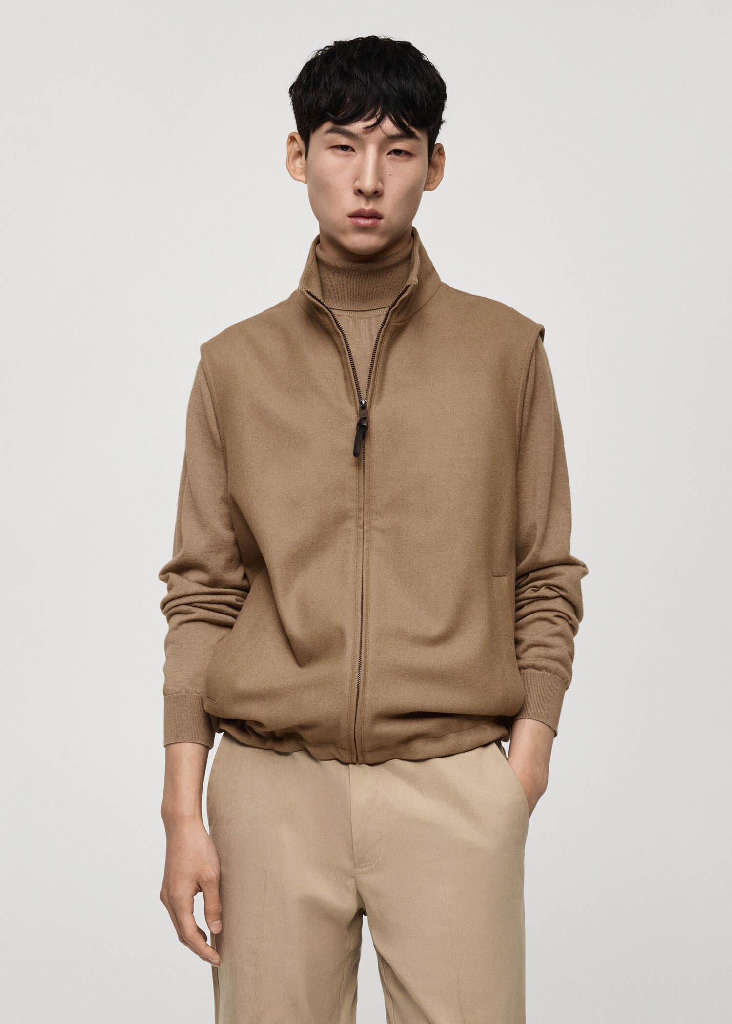 Wool-blend gilet with pockets - Medium plane