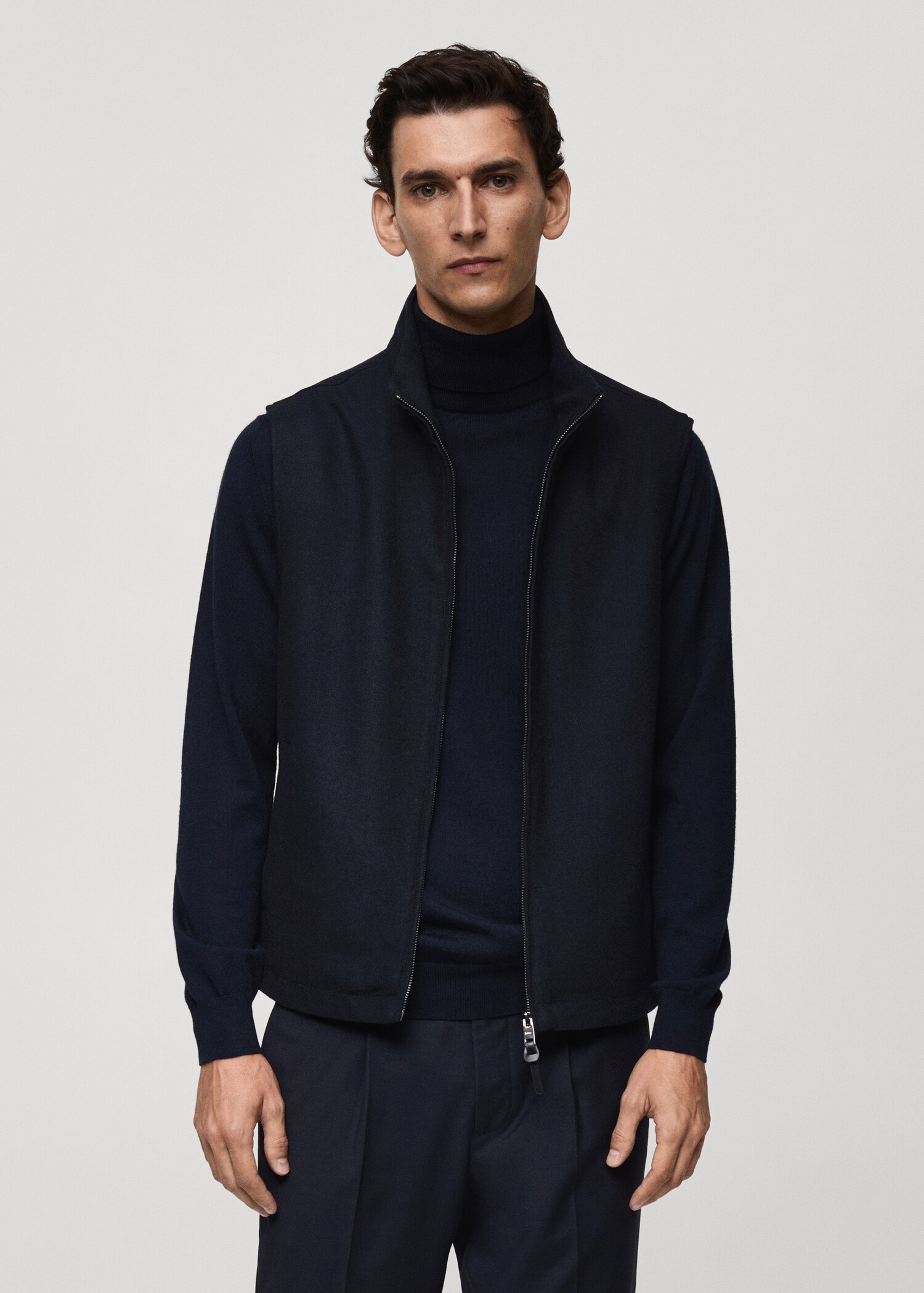 Wool-blend gilet with pockets - Medium plane