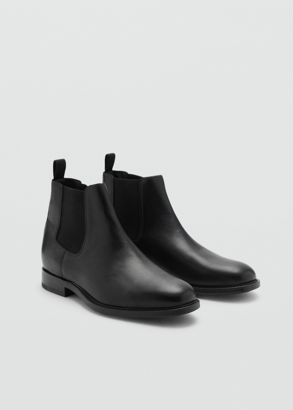 Mango Men s Polished Leather Chelsea Boots Black Casual Boots