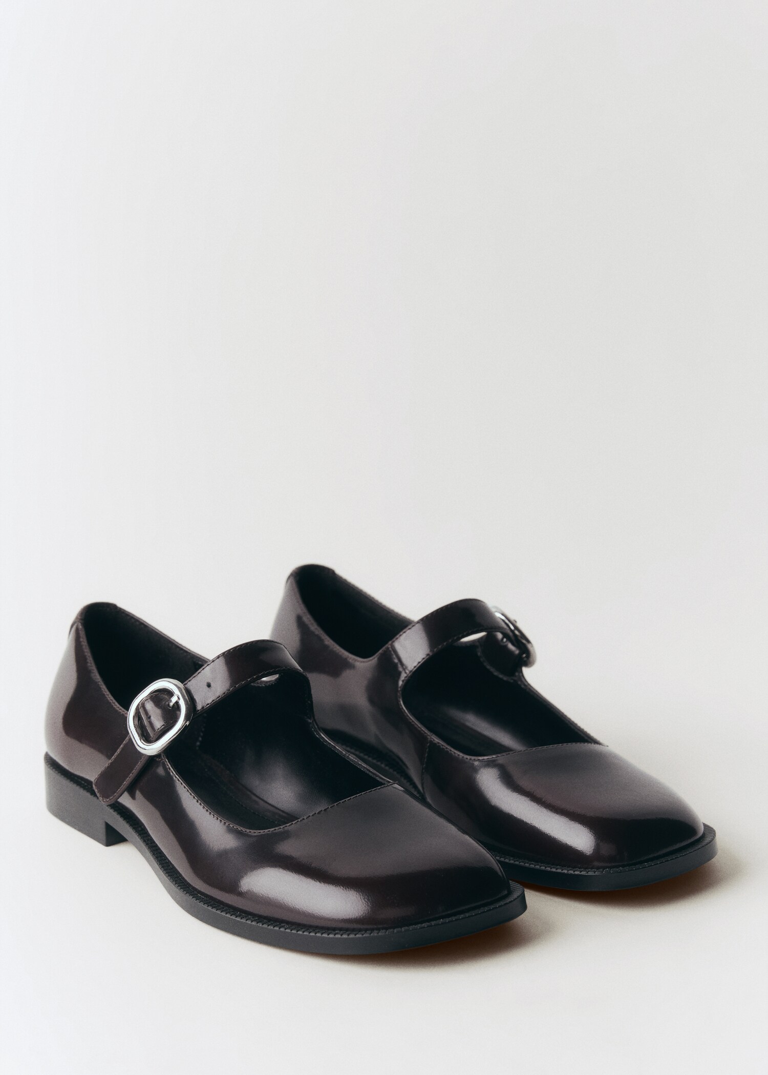 Buckle leather ballerina - Medium plane