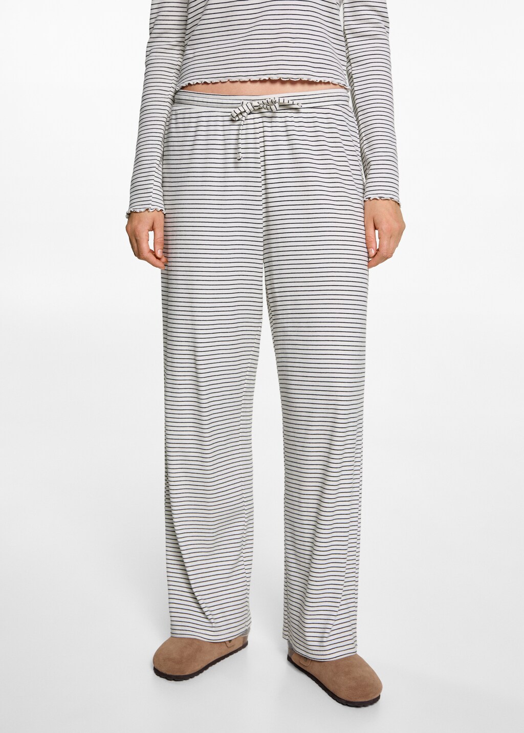 MANGO TEEN Striped long pyjamas off White XS Teenage girl