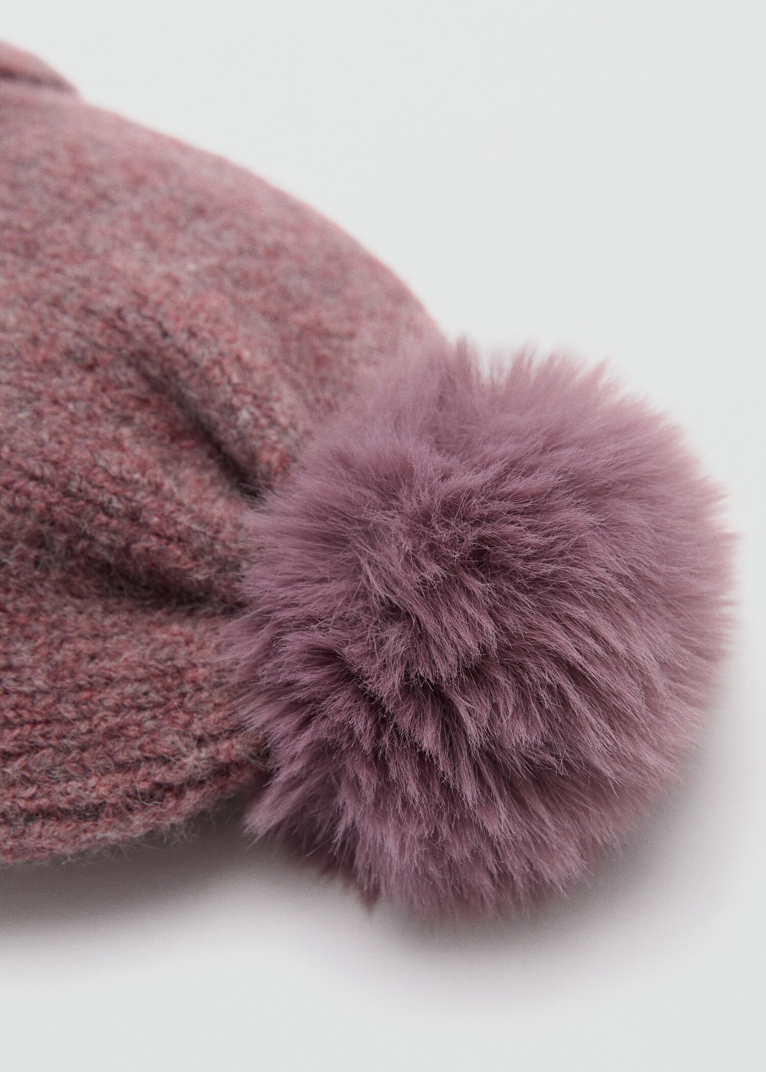 Pompom bicolour knit beanie - Medium plane
