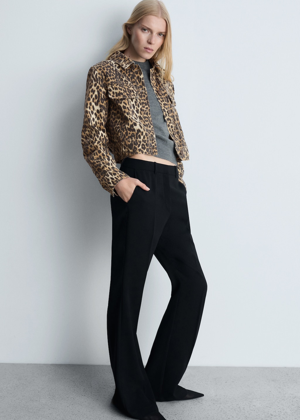 Leopard print denim jacket