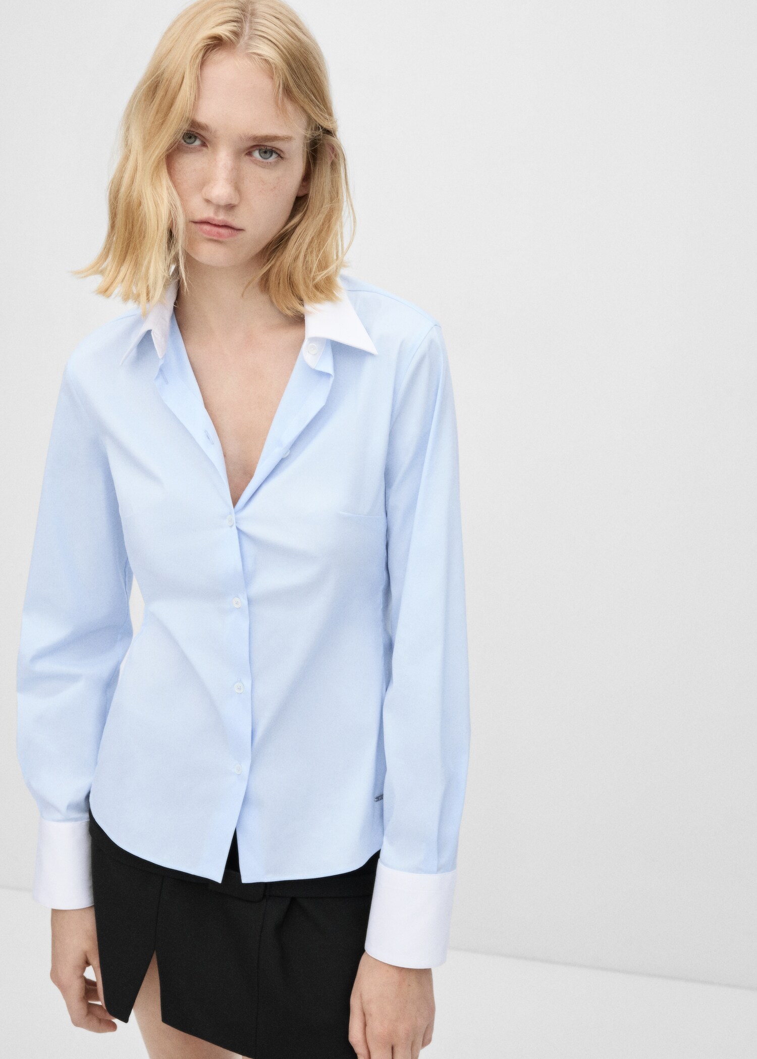 Poplin shirt with contrasting details - Medium plane