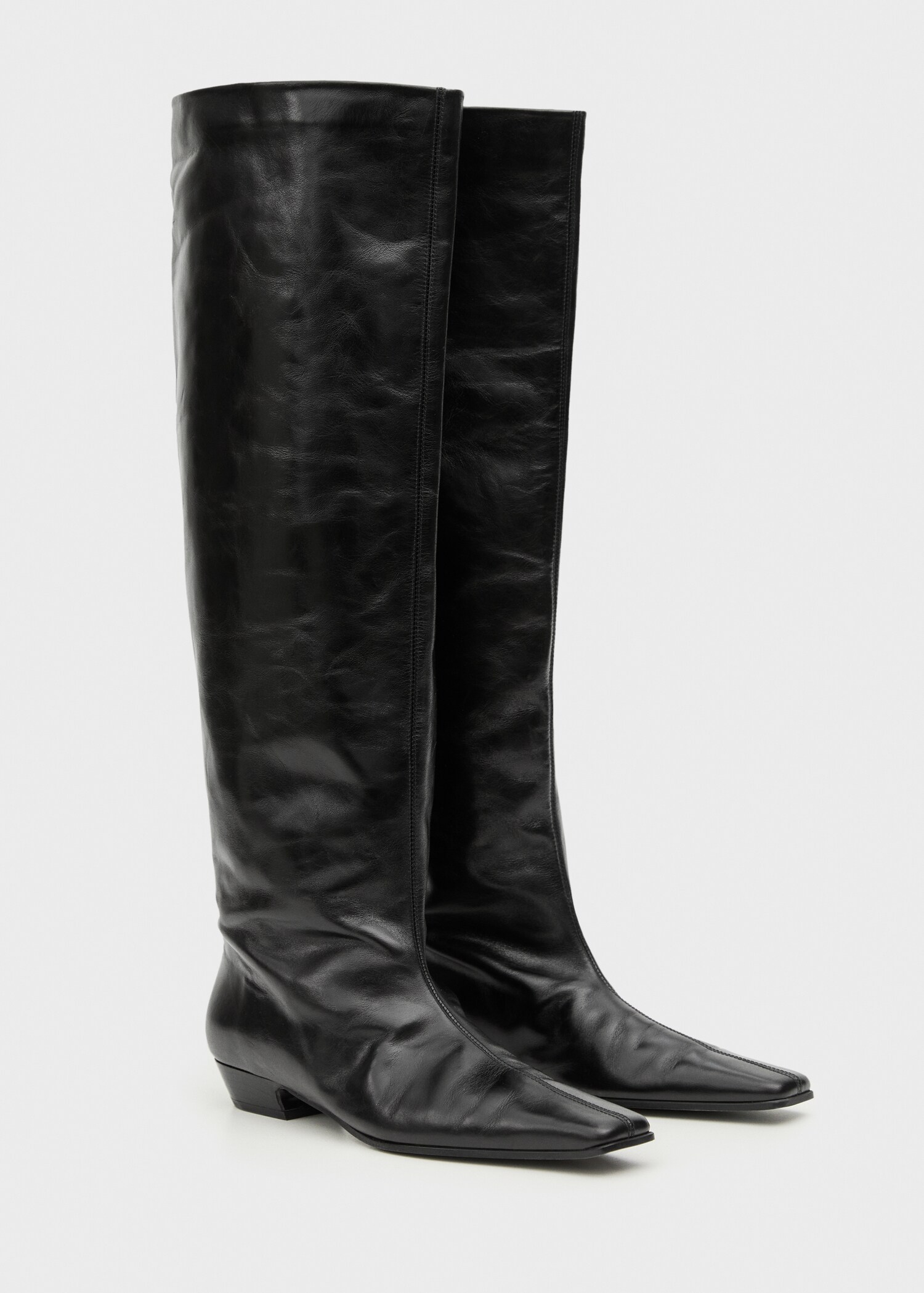 Knee-high leather boots - Medium plane