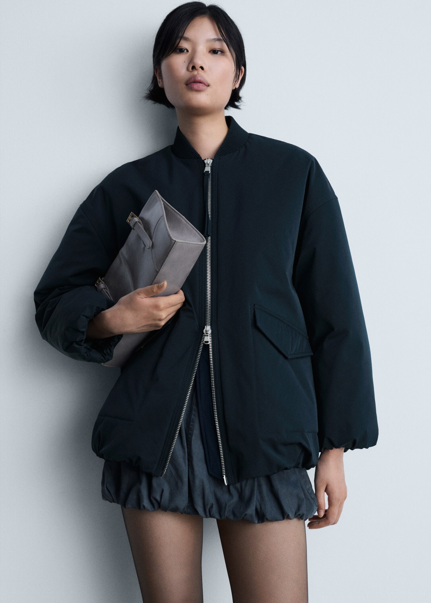 Veste bomber double fermeture Éclair - Plan moyen