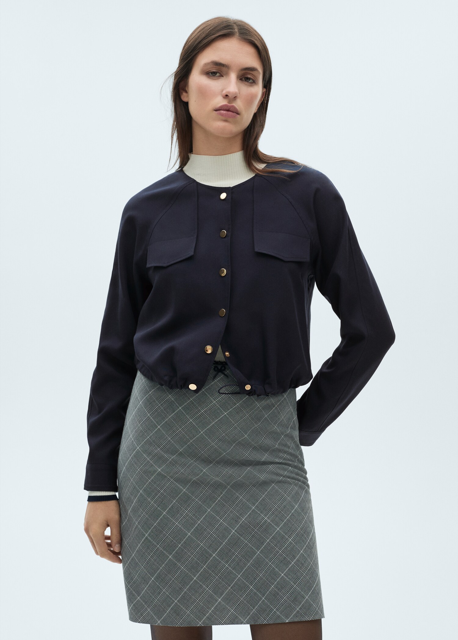 Chaqueta lyocell bolsillos - Plano medio