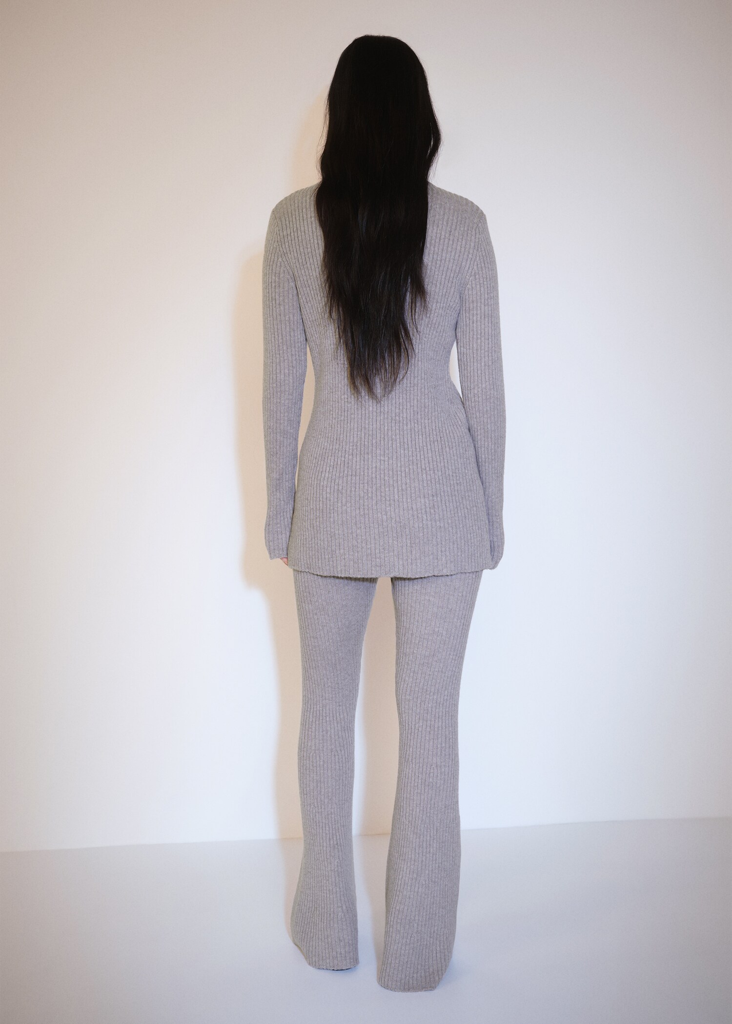 Flared ribbed knitted trousers - Reverse of the article