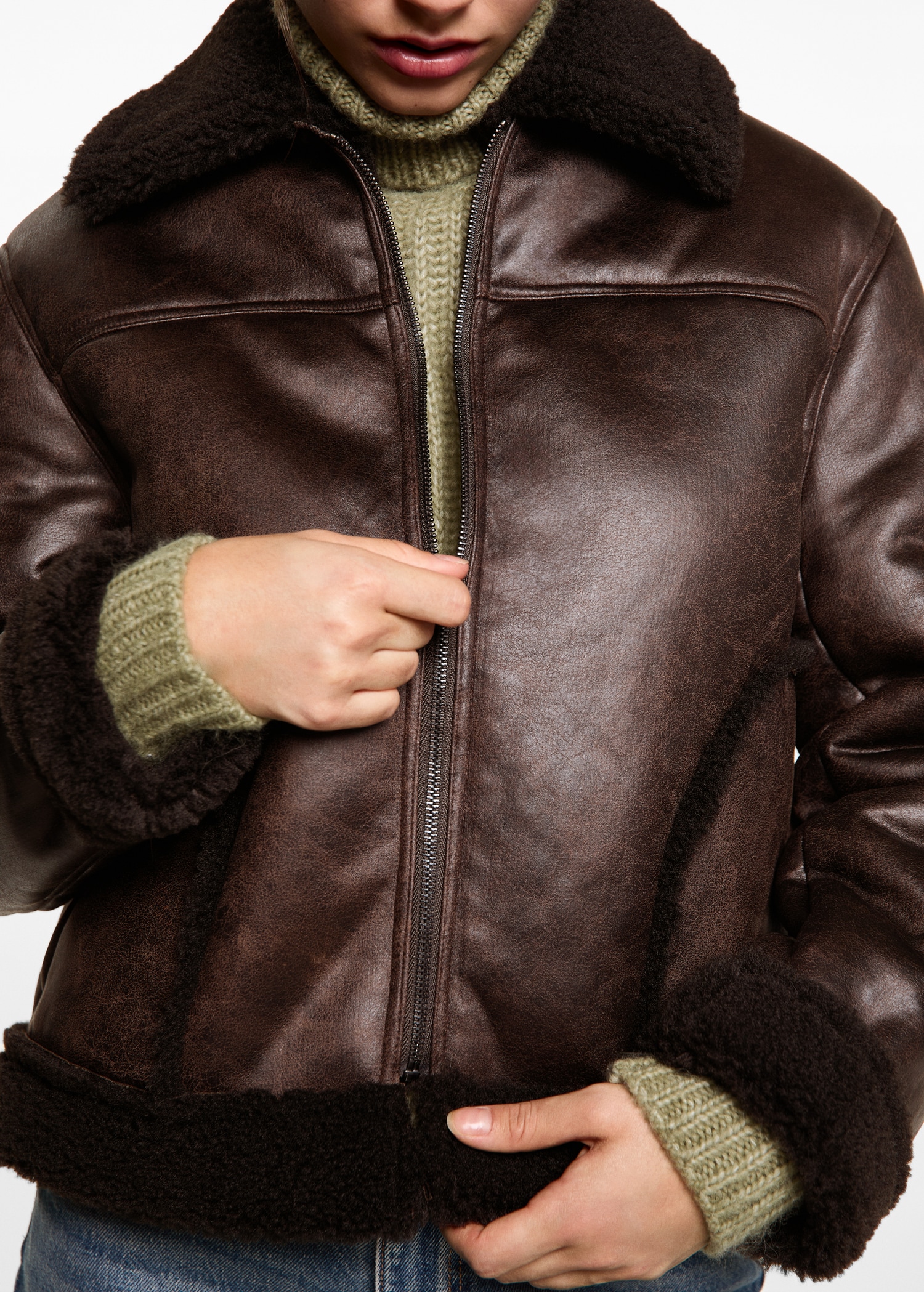 Leather-effect fleece jacket - Details of the article 6