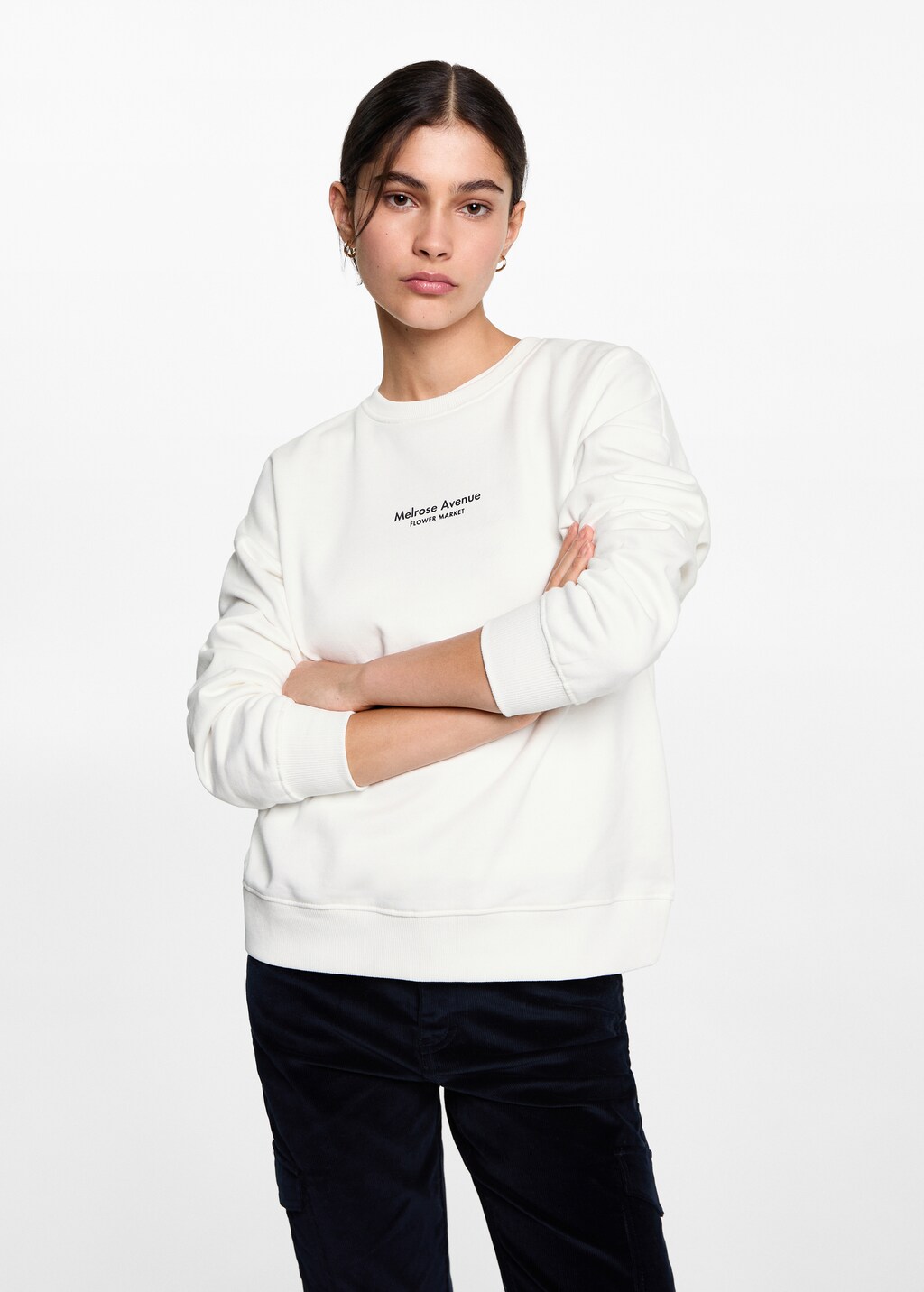 White cotton sweatshirt sale