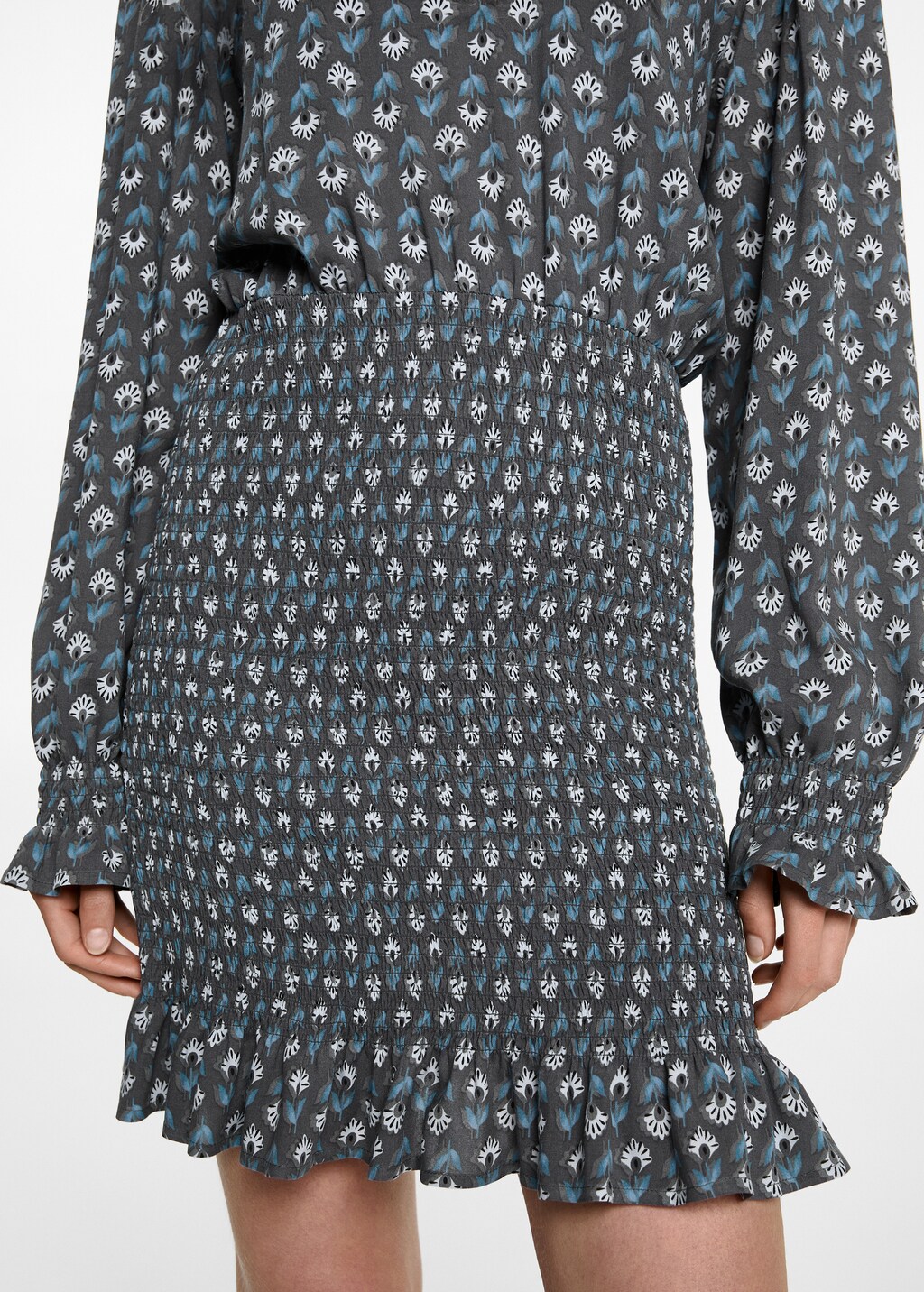 Printed dress with ruffled detail