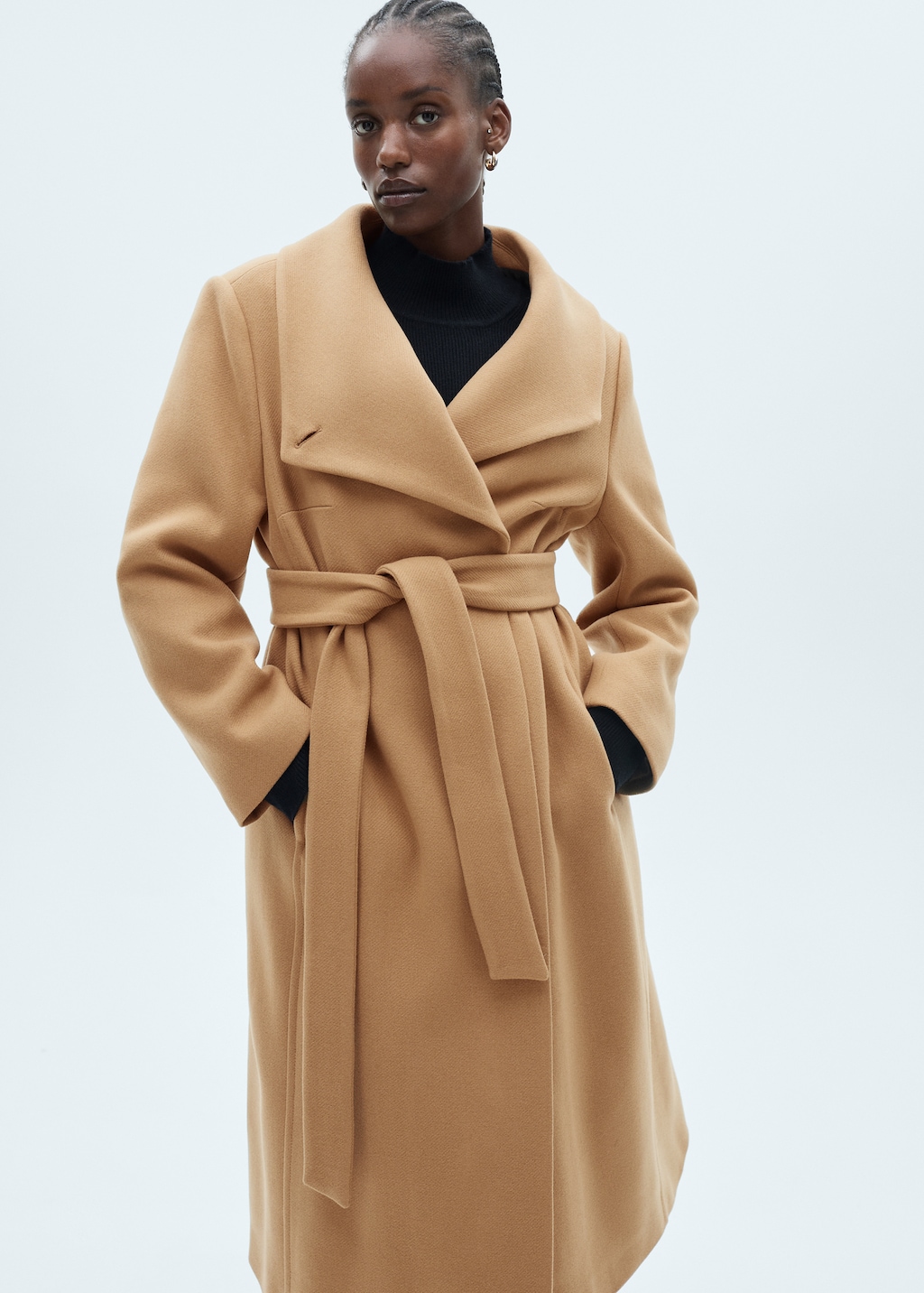 Tie belt winter long wool coat women 4697 Tie belt winter long wool coat women 4697