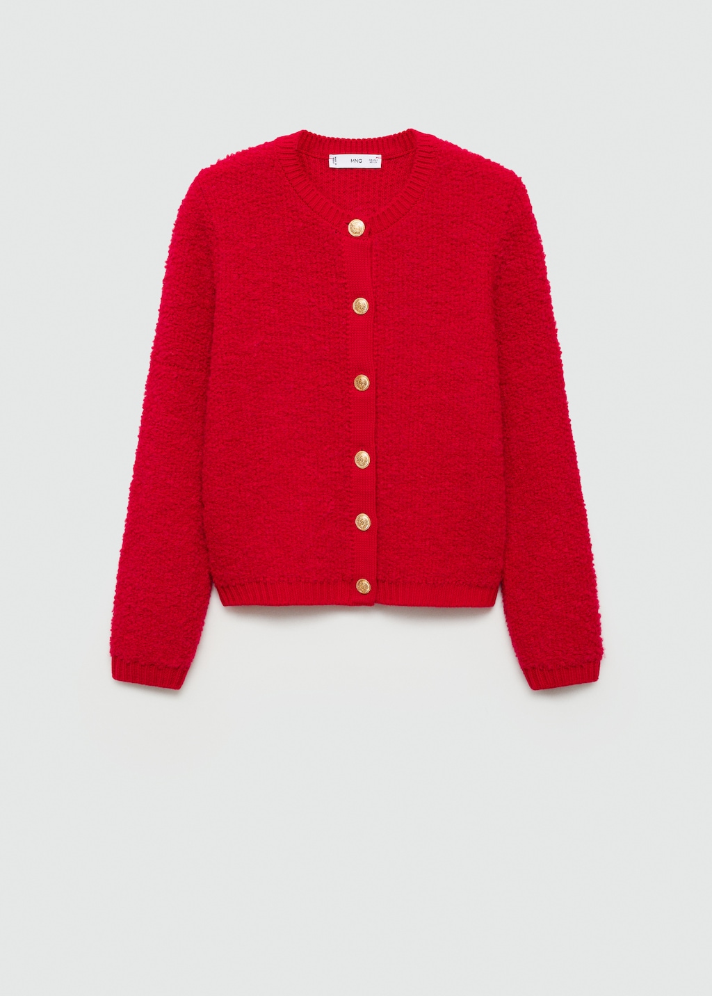 Curly knit cardigan with jewel buttons Women MANGO Denmark
