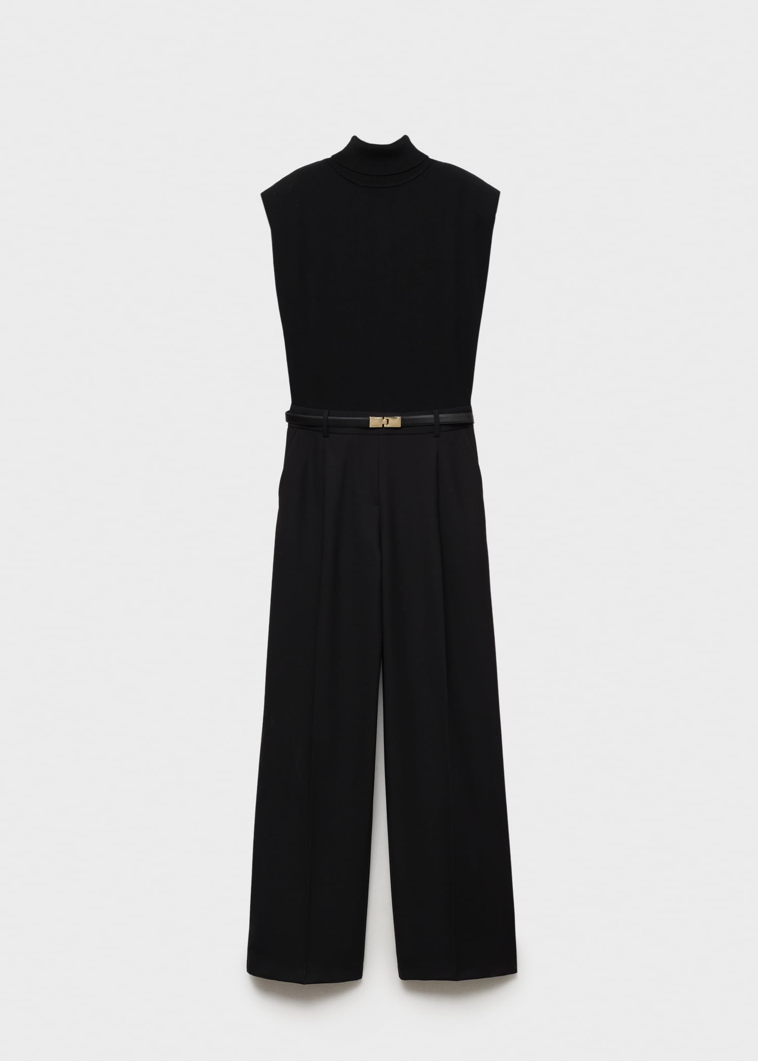 Shoulder padded jumpsuit with belt - Article without model