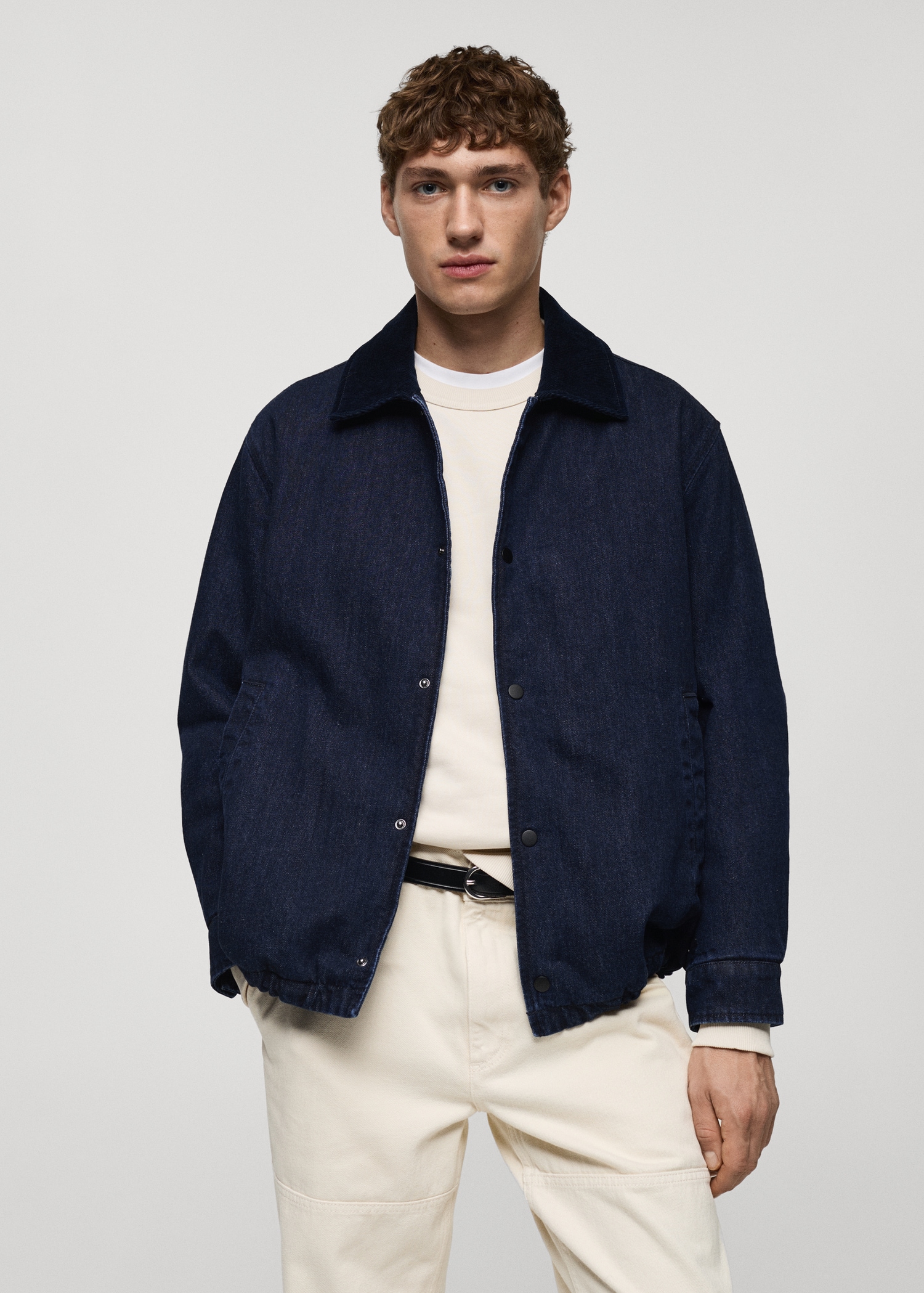 Corduroy collar denim jacket Men MANGO Niger - Main Image