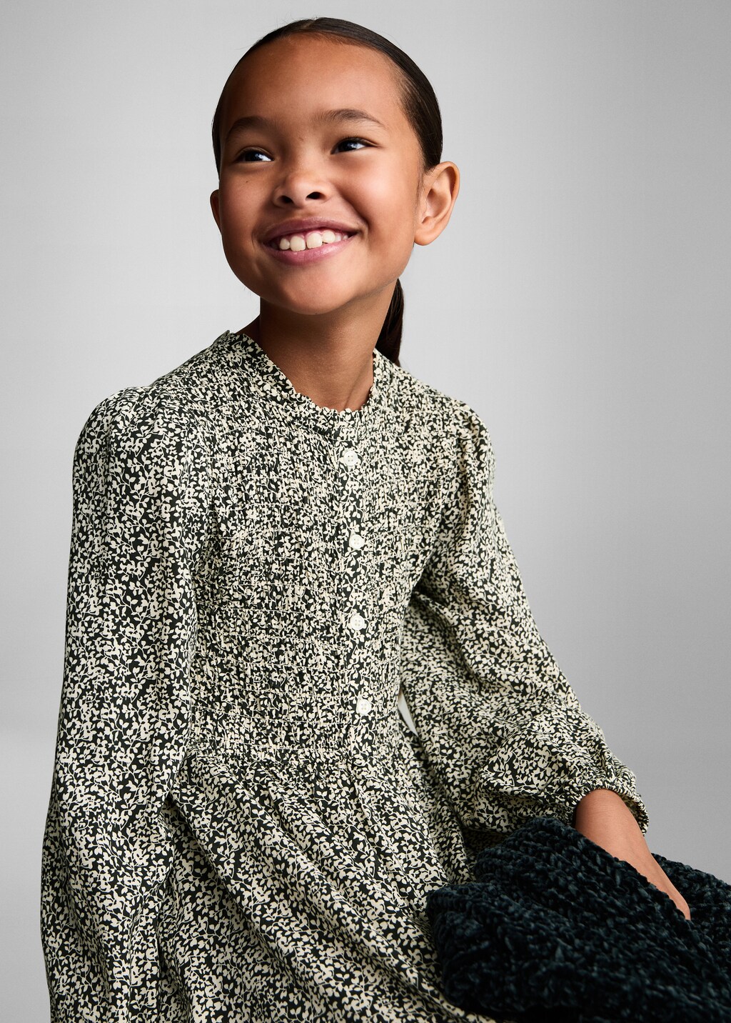 Buttoned printed dress