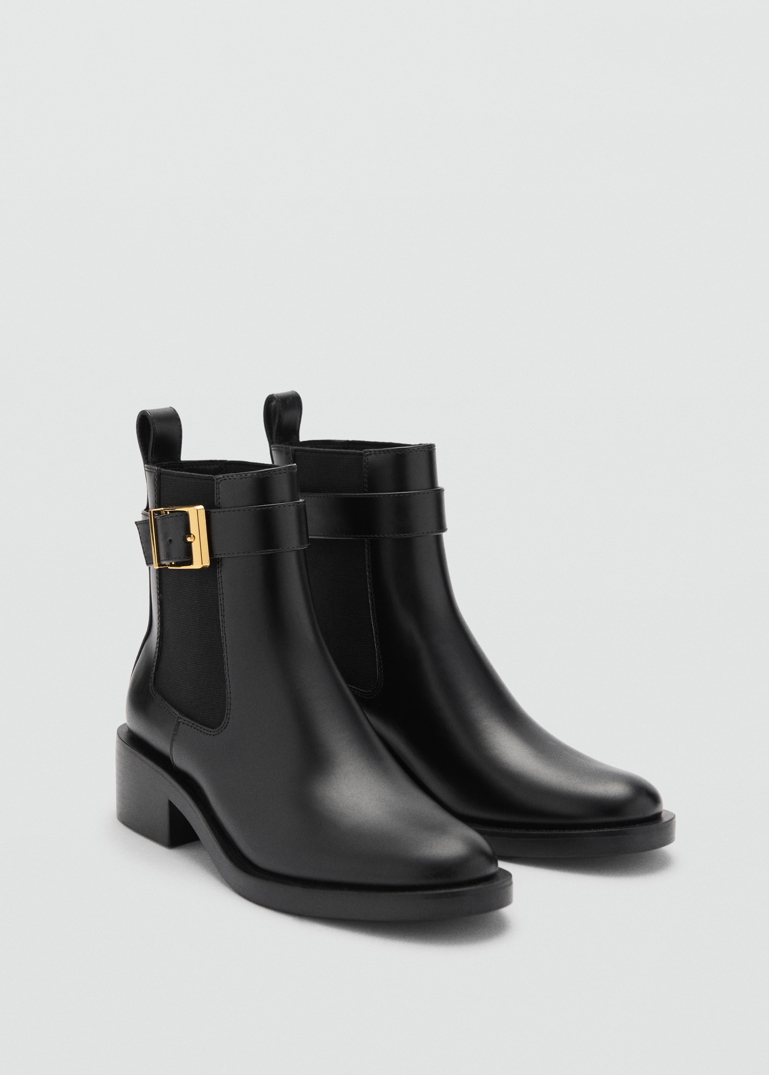 Ankle boots with elastic panel and buckle - Women | MANGO USA