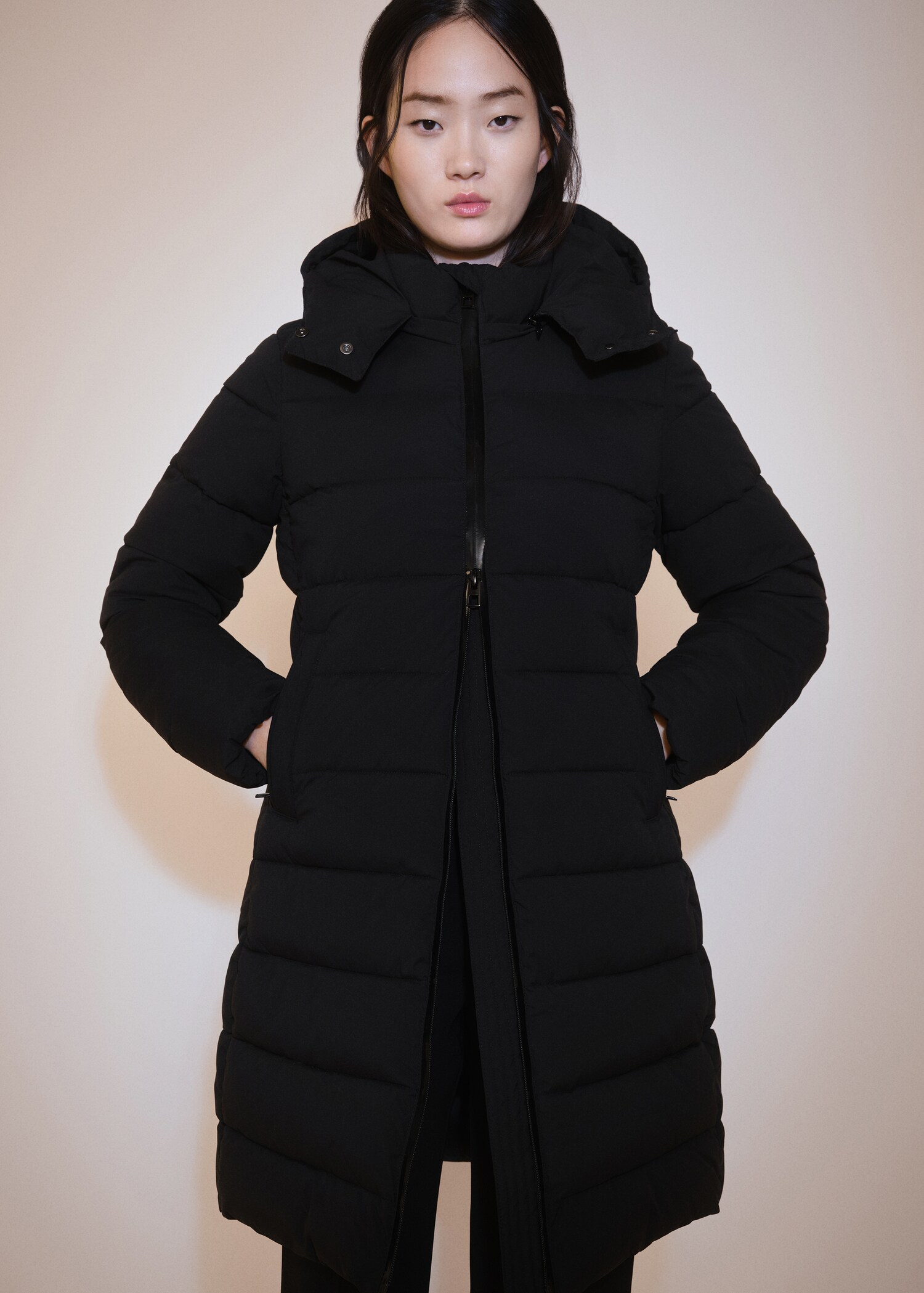 Hood quilted coat - Medium plane
