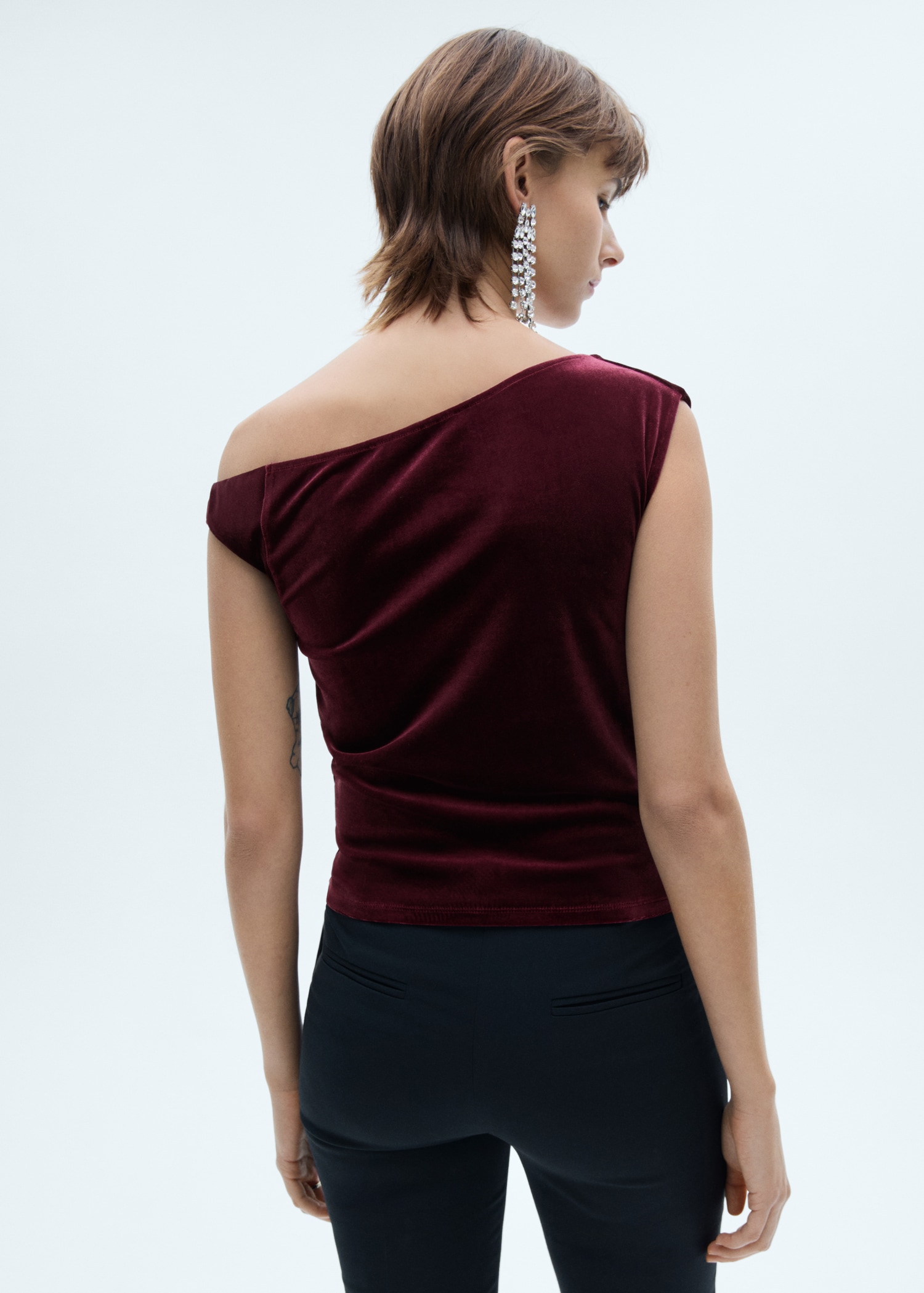 Asymmetric velvet top - Reverse of the article