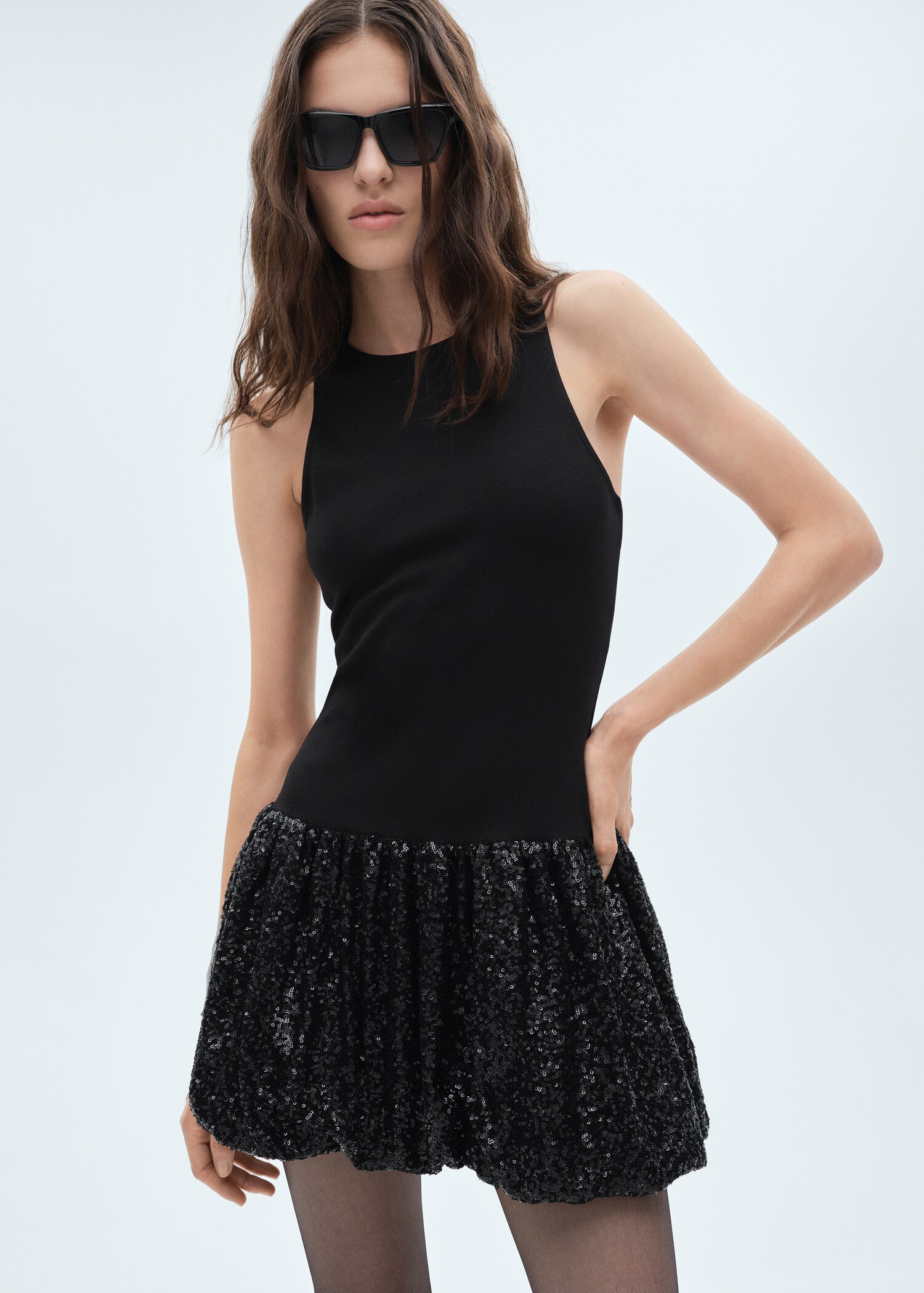 Sequin balloon skirt dress - Medium plane