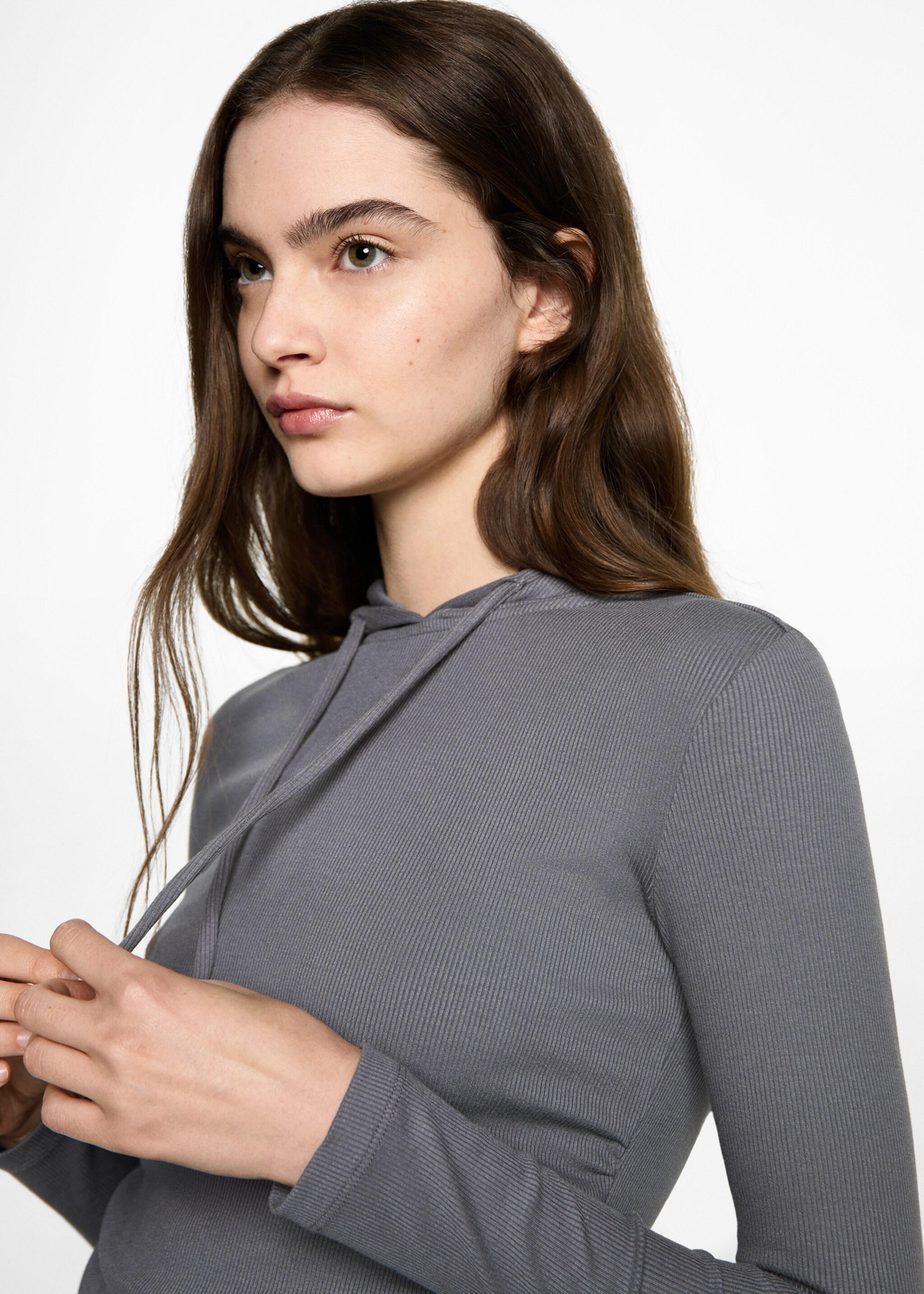 Ribbed hooded sweatshirt - Details of the article 1
