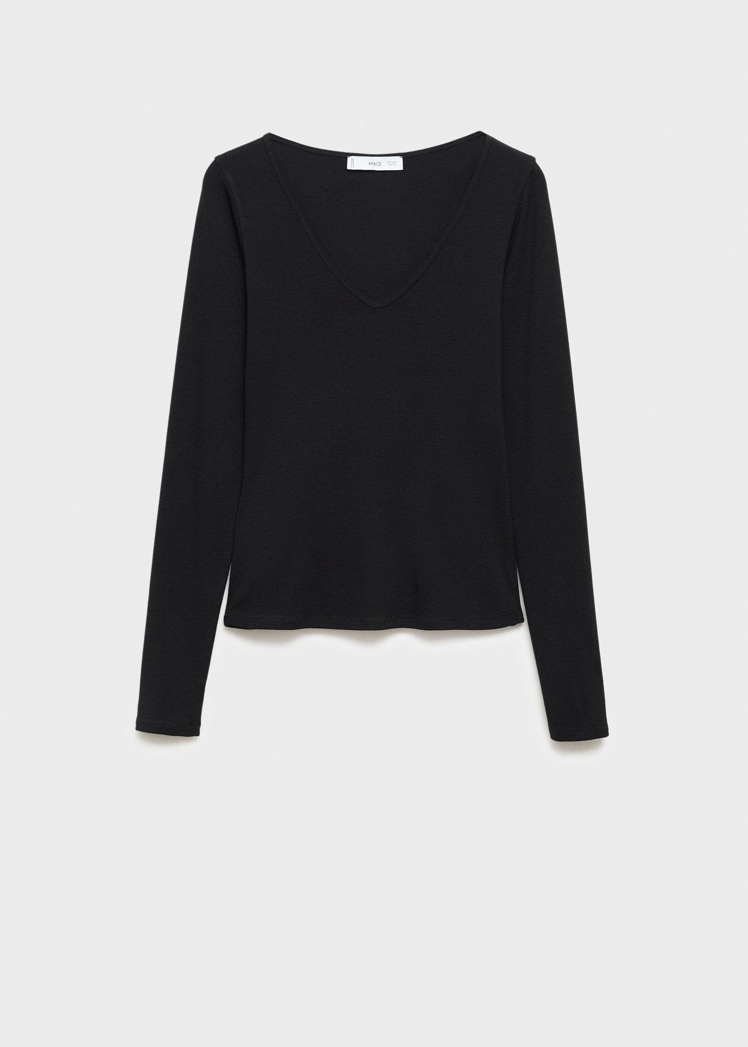 T-shirt met lange mouwen met V-hals Dames MANGO Suriname
