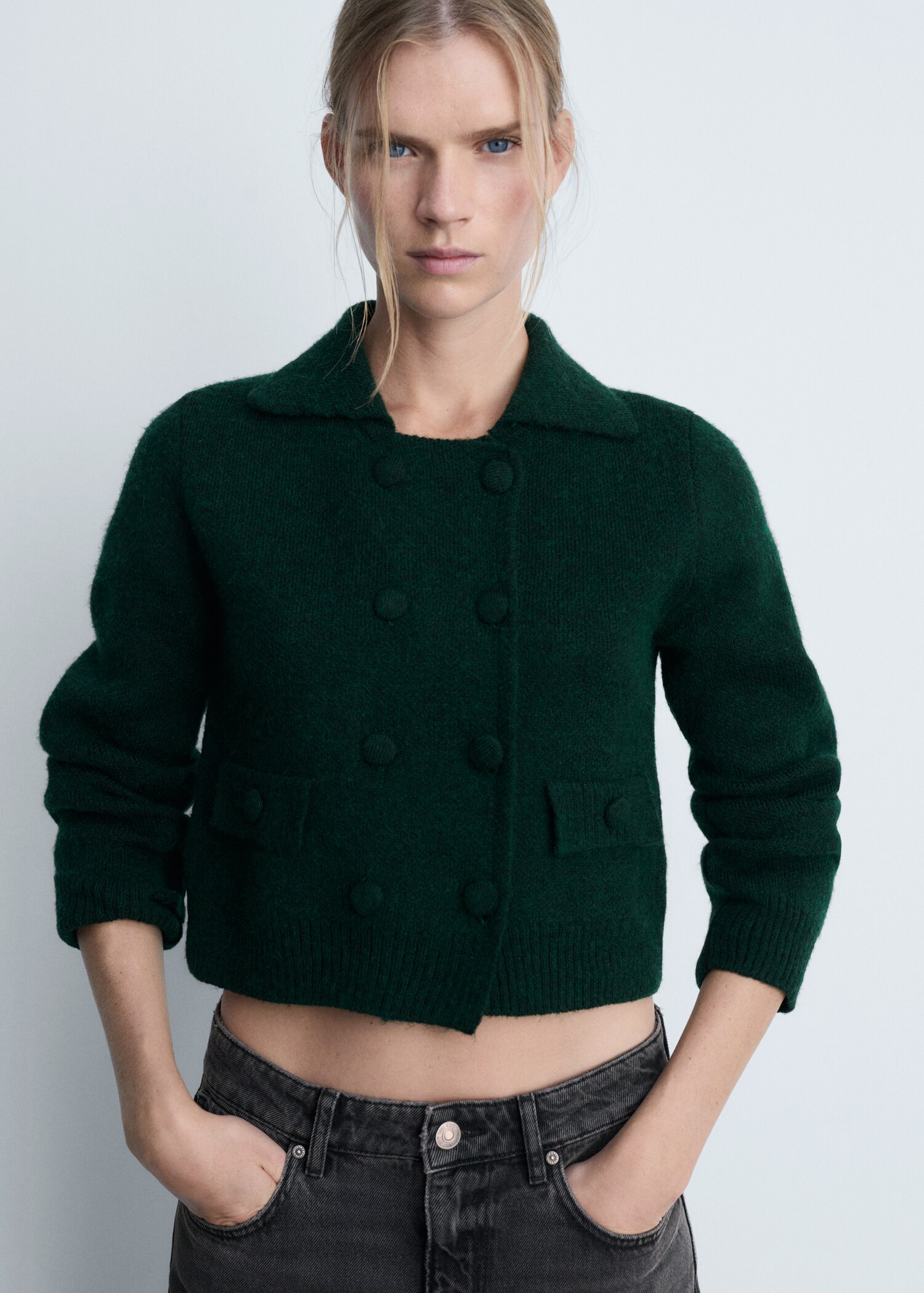 Double-breasted knitted jacket - Medium plane