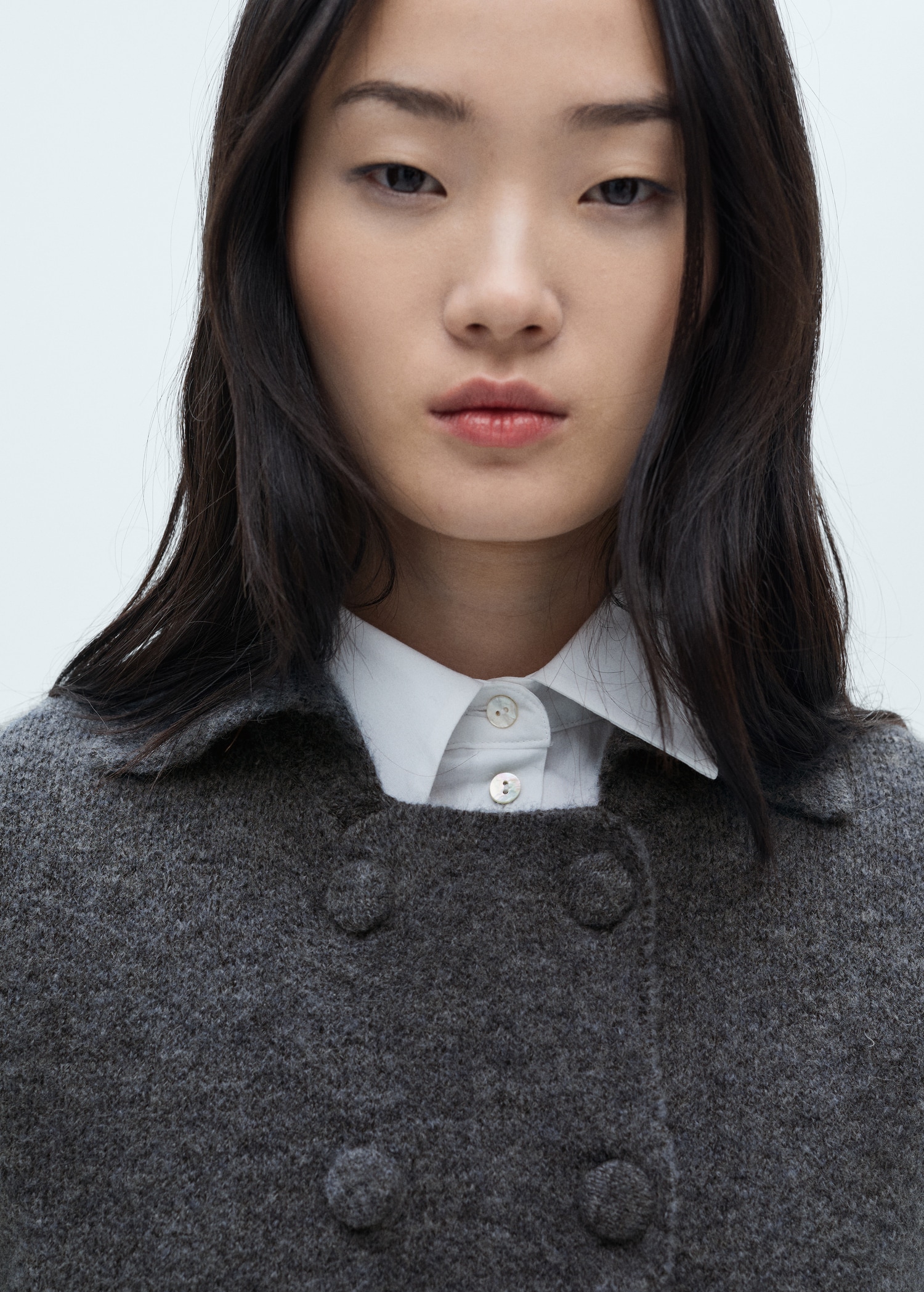 Double-breasted knitted jacket