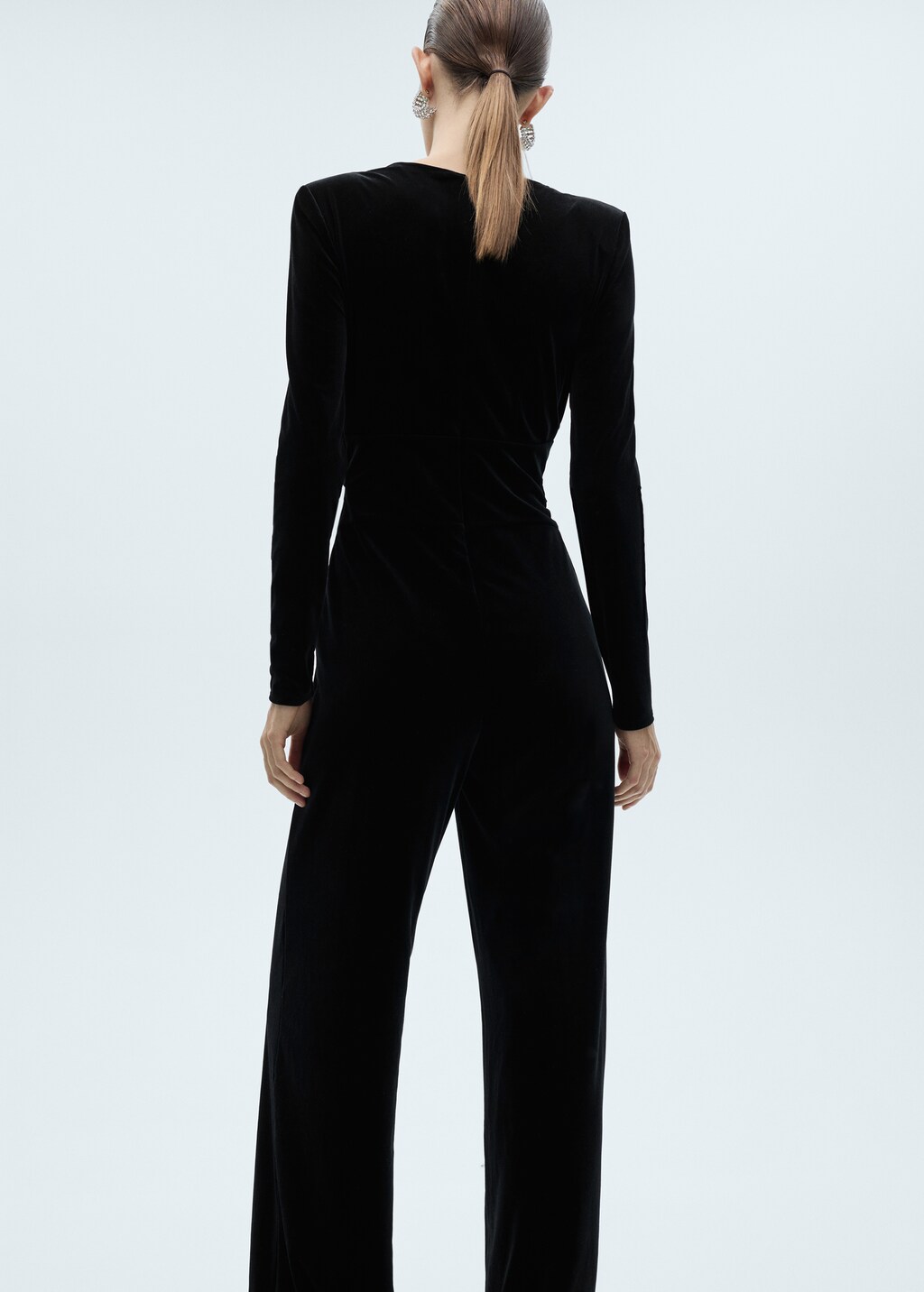 Crossed Velvet Jumpsuit Women MANGO USA crossed-velvet-jumpsuit-women-mango-usa