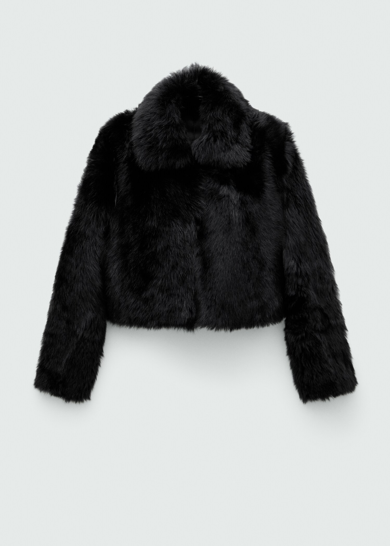 Manteau crop en cuir avec imitation fourrure - Article sans modèle