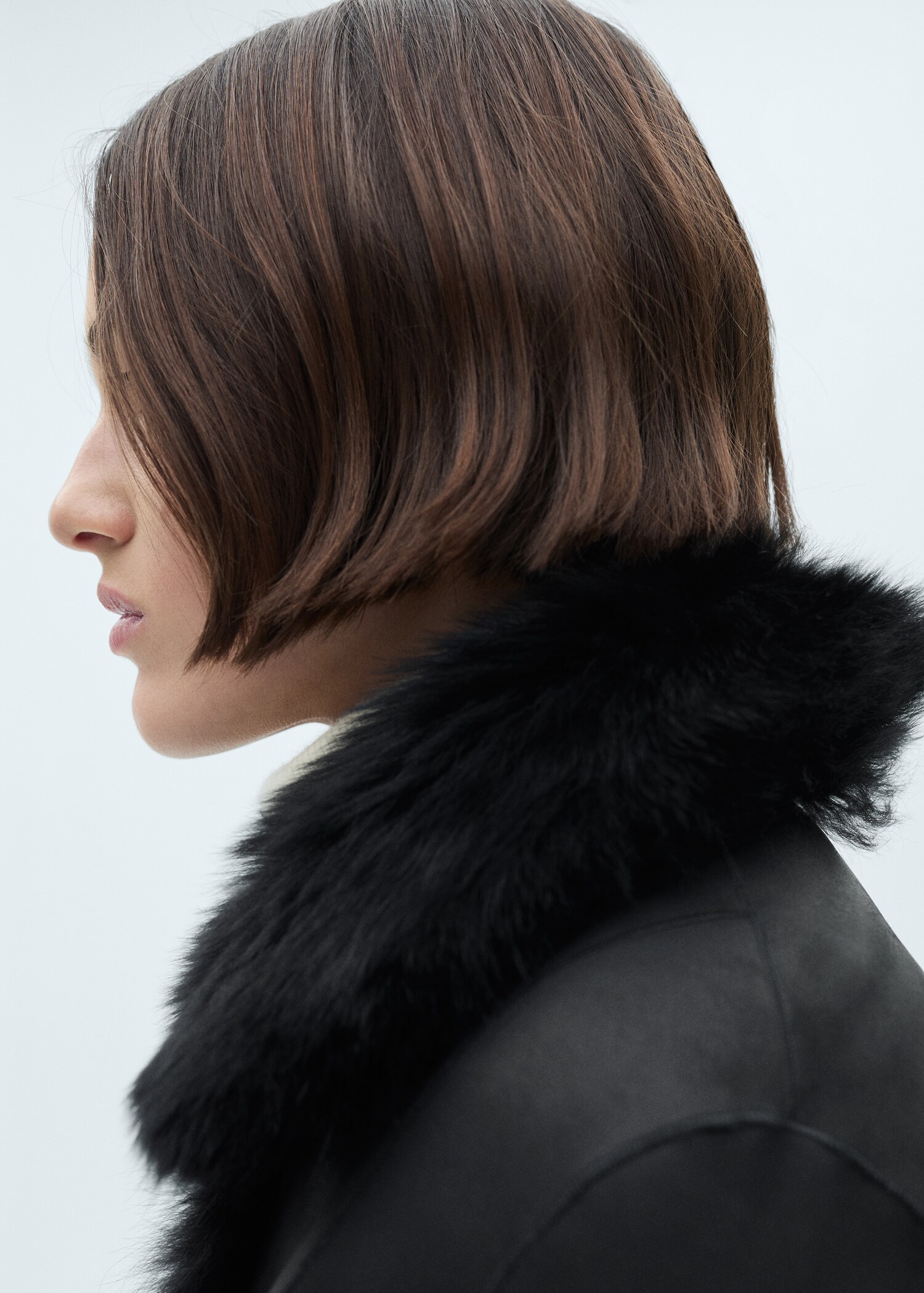 Manteau crop en cuir avec imitation fourrure - Détail de l'article 6