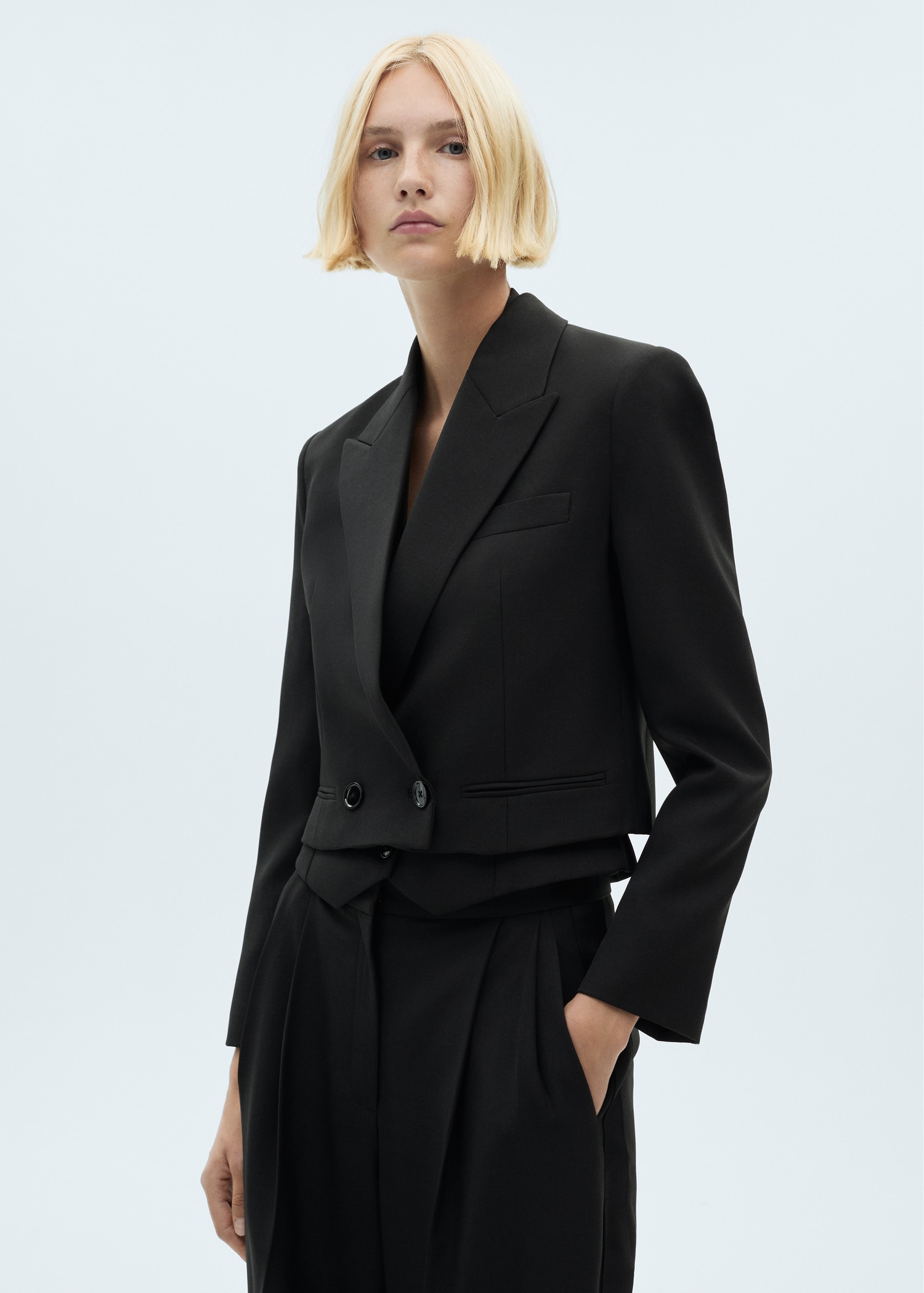 Blazer crop double boutonnage - Plan moyen