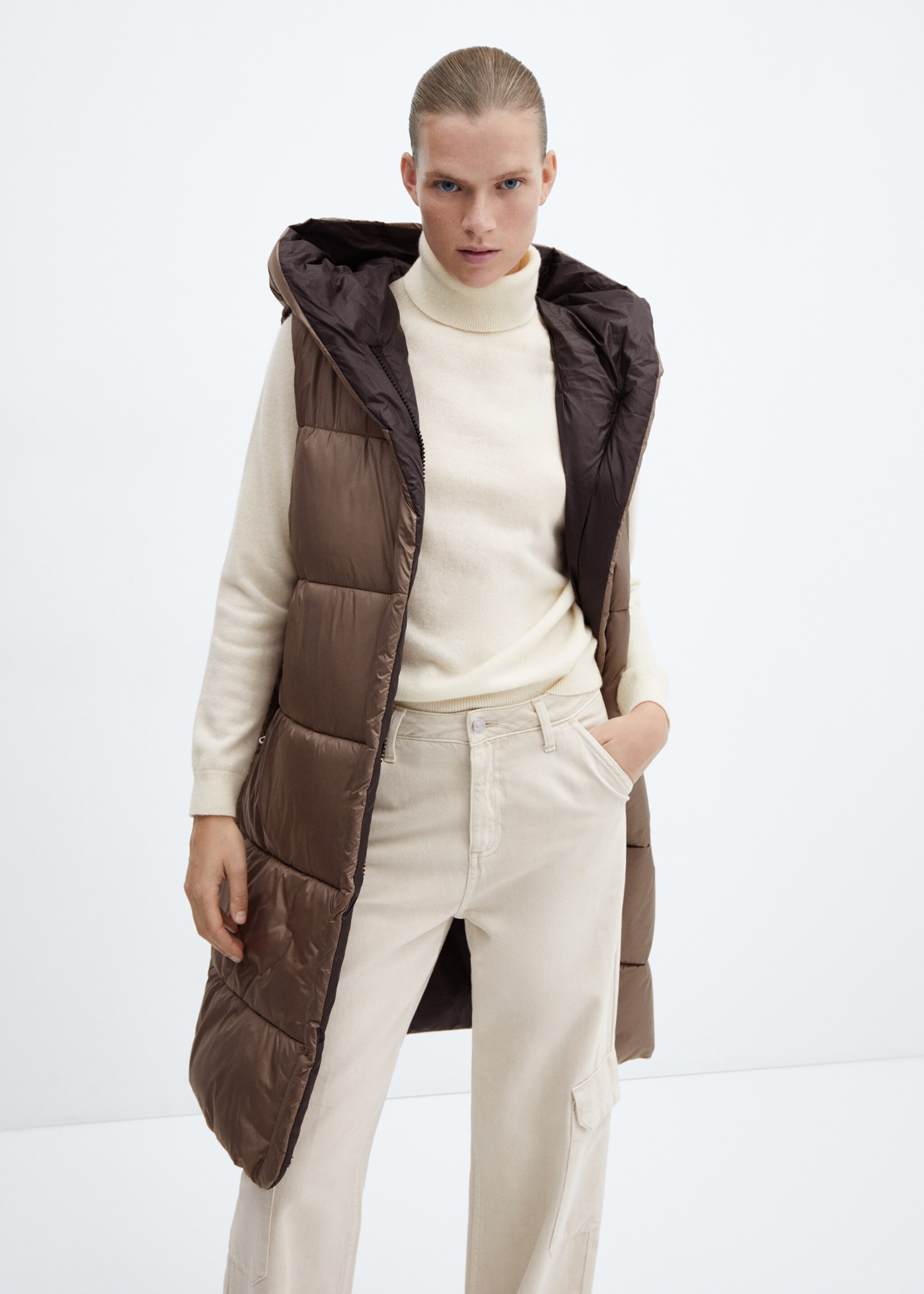 Long quilted gilet - Medium plane