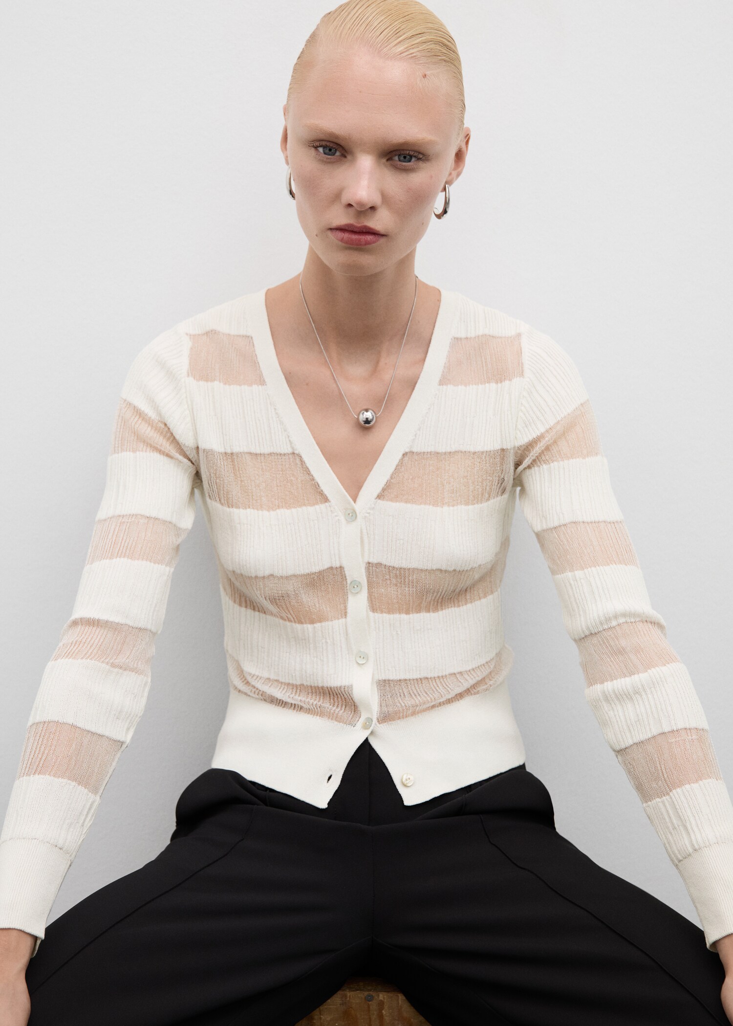 Semitransparent textured cardigan - Деталь изделия 2