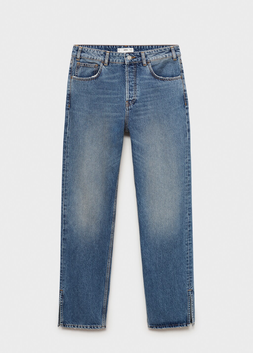 Medium-rise straight jeans with slits | MANGO Japan